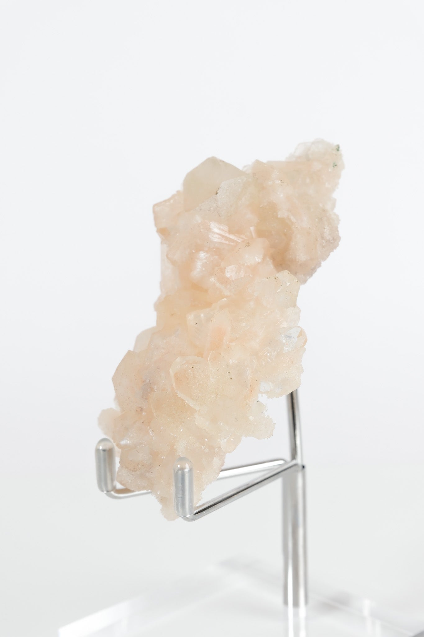 Green Apophyllite with Pink Stilbite & Sugar Druzy Cluster