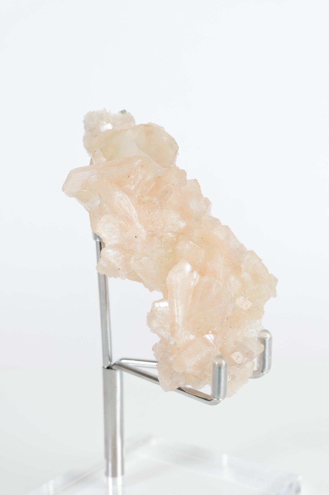 Green Apophyllite with Pink Stilbite & Sugar Druzy Cluster