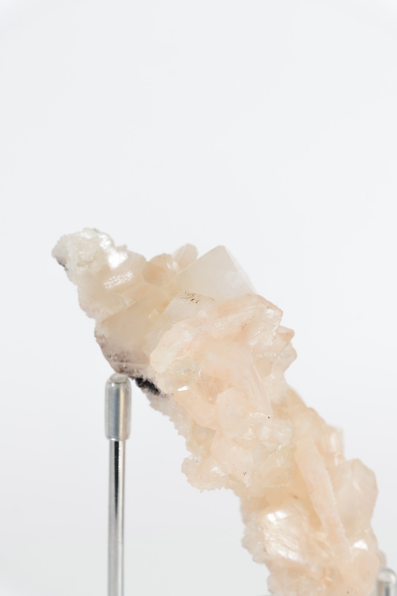 Green Apophyllite with Pink Stilbite & Sugar Druzy Cluster
