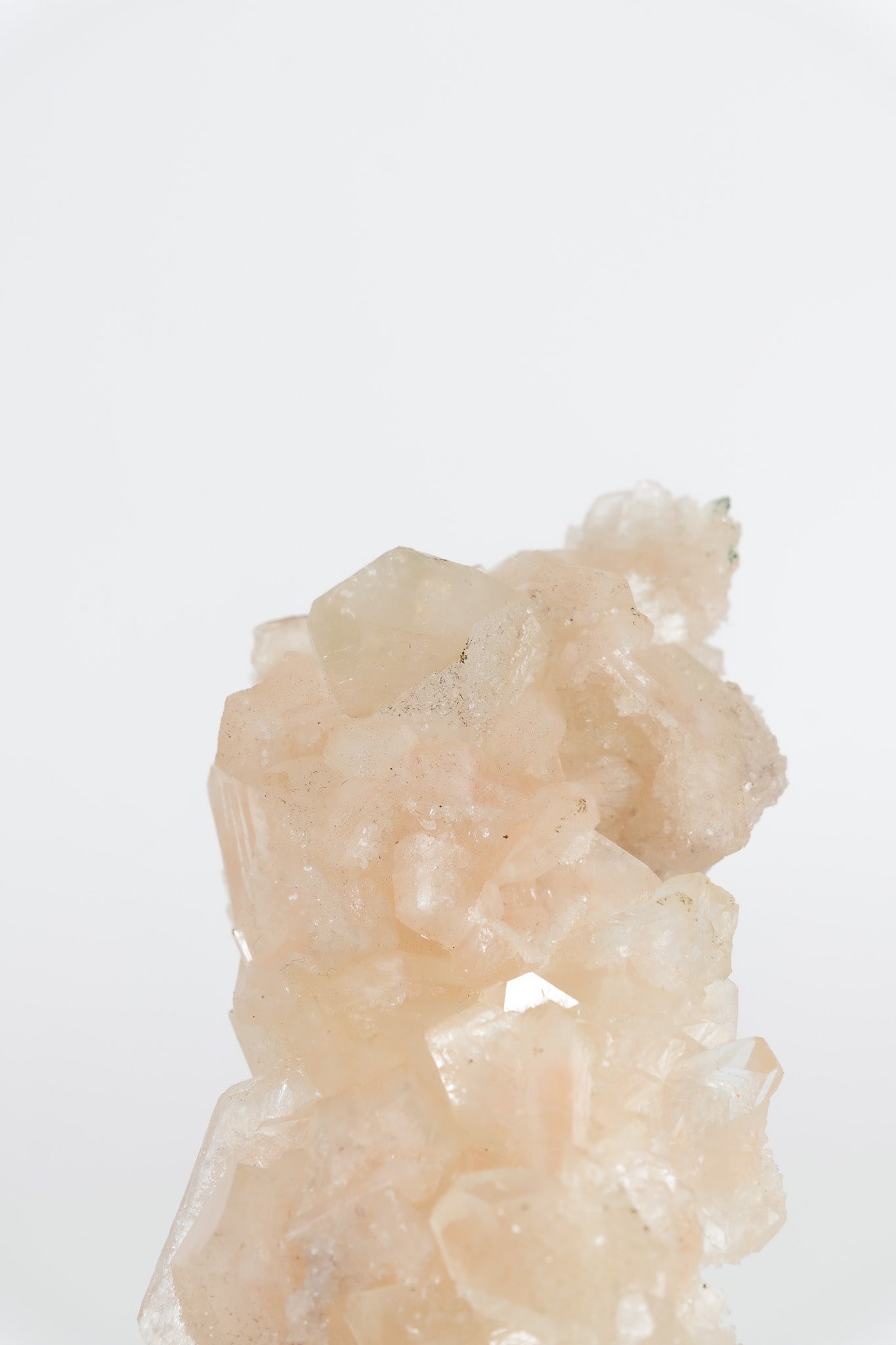 Green Apophyllite with Pink Stilbite & Sugar Druzy Cluster