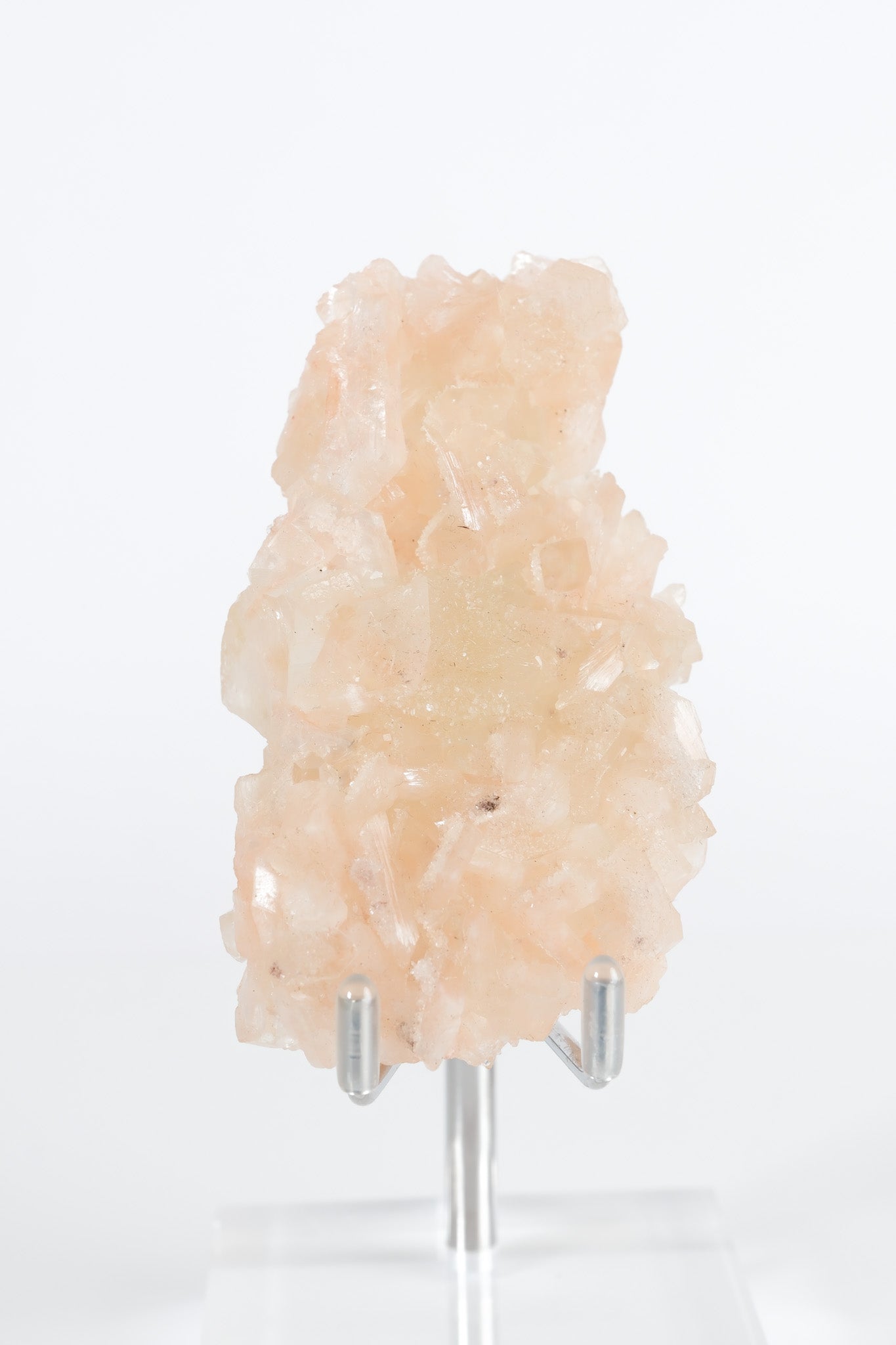 Green Apophyllite with Pink Stilbite & Sugar Druzy Cluster