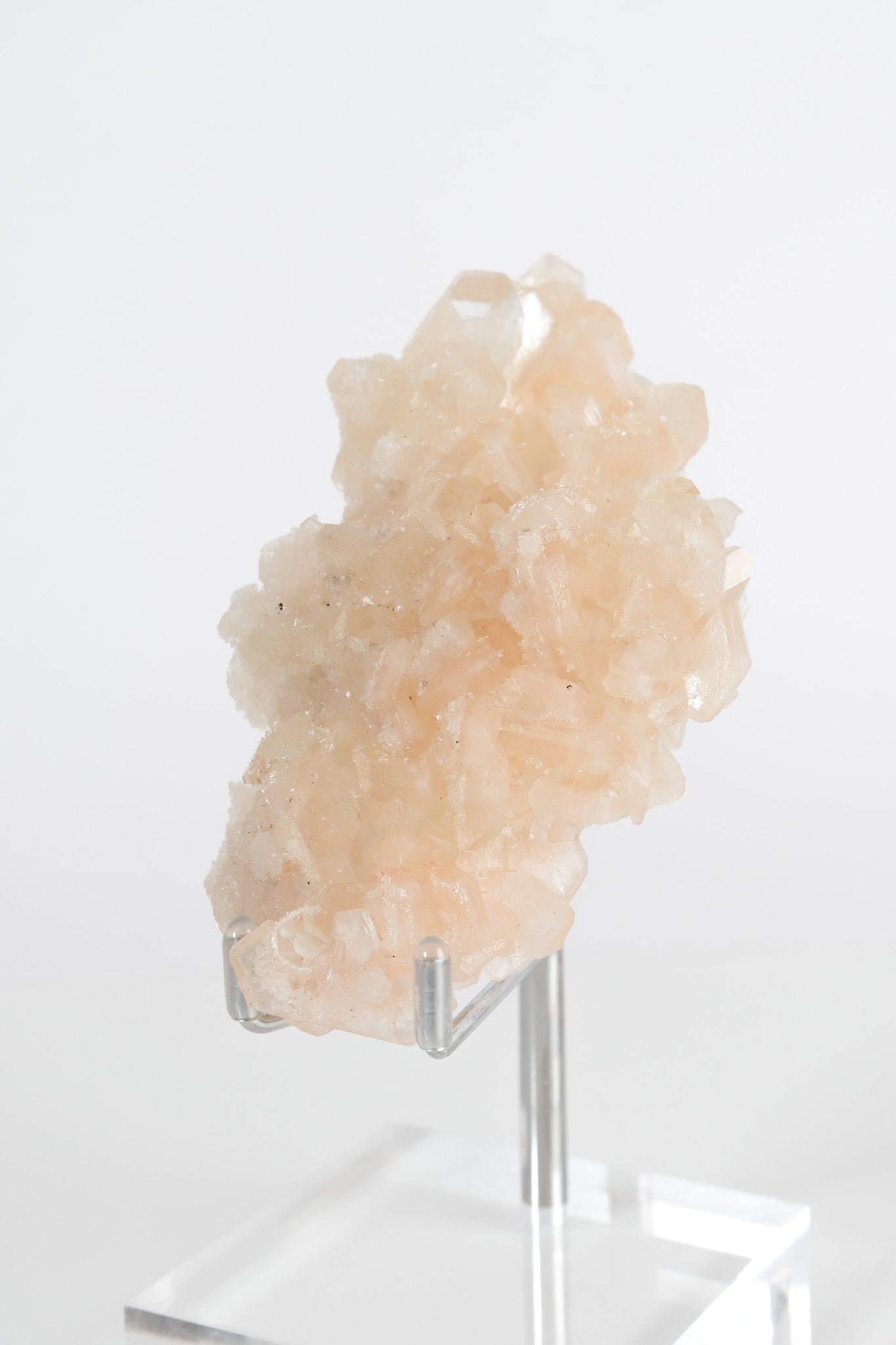 Green Apophyllite with Pink Stilbite & Sugar Druzy Cluster