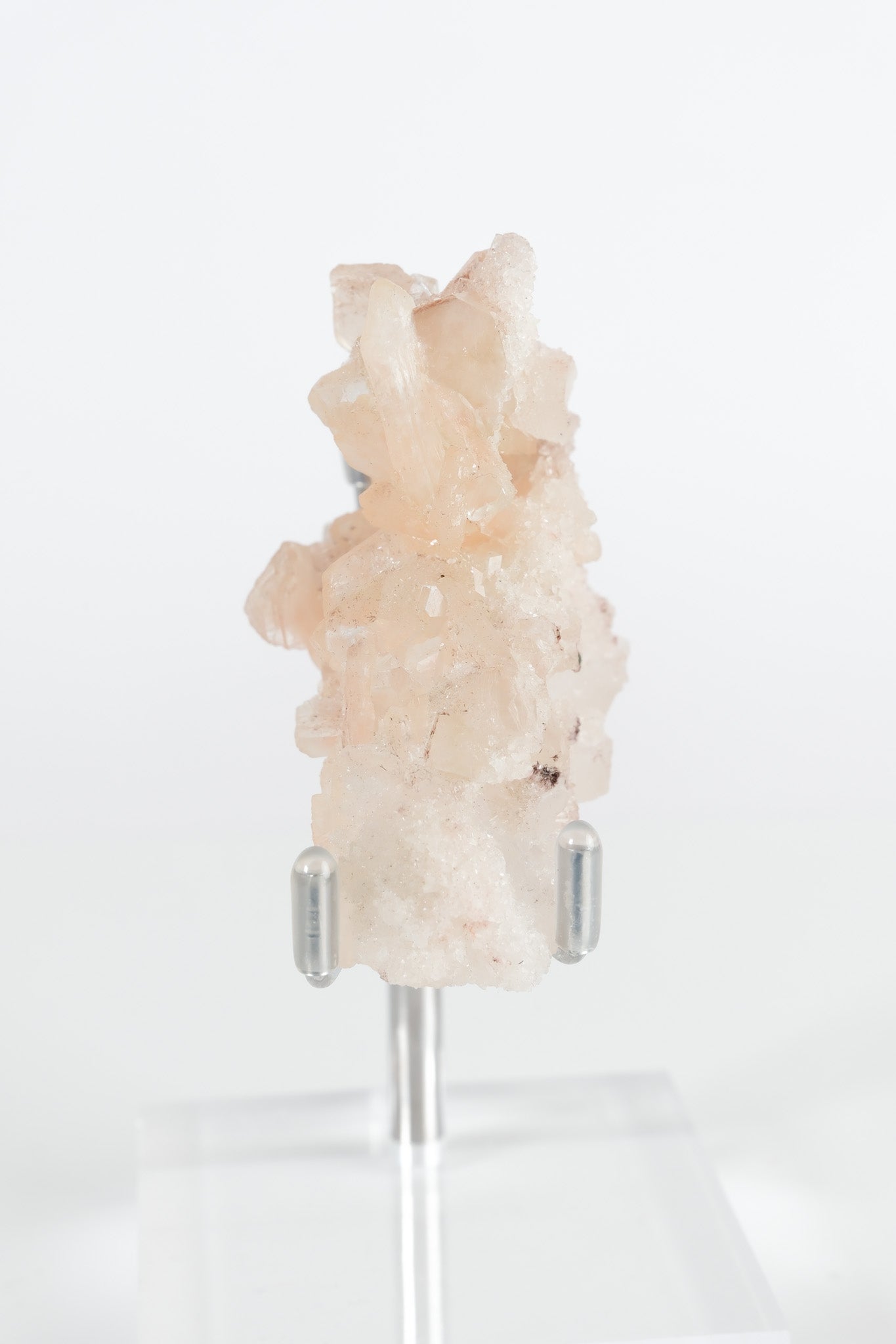 Green Apophyllite with Pink Stilbite & Sugar Druzy Cluster