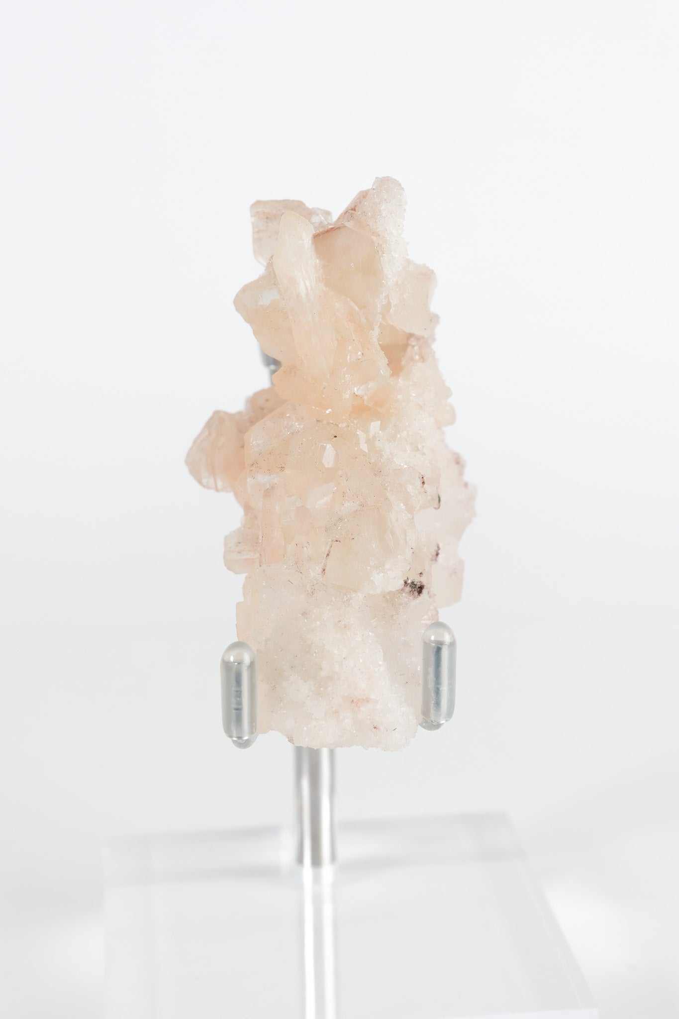 Green Apophyllite with Pink Stilbite & Sugar Druzy Cluster