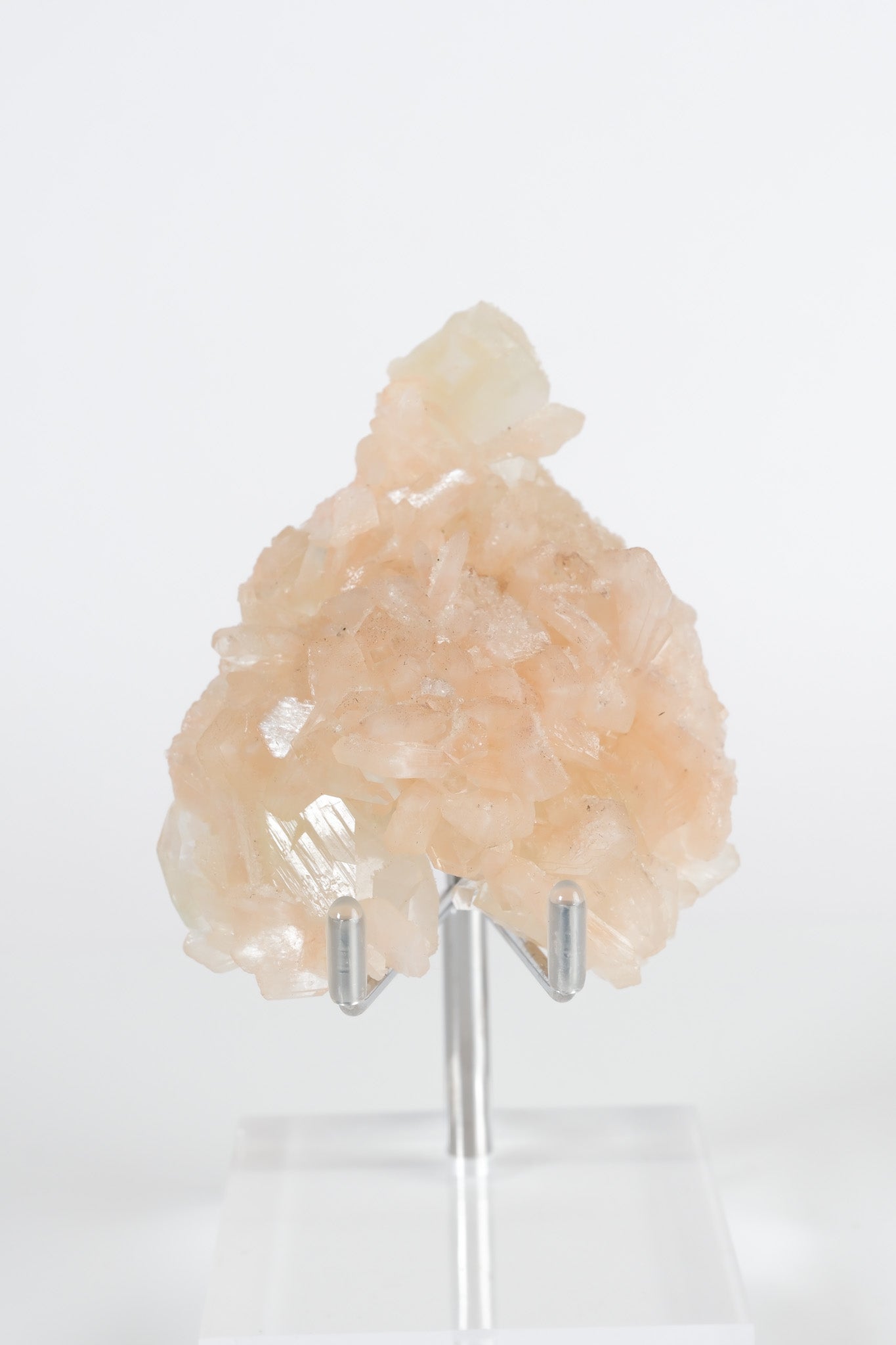 Green Apophyllite with Pink Stilbite & Sugar Druzy Cluster