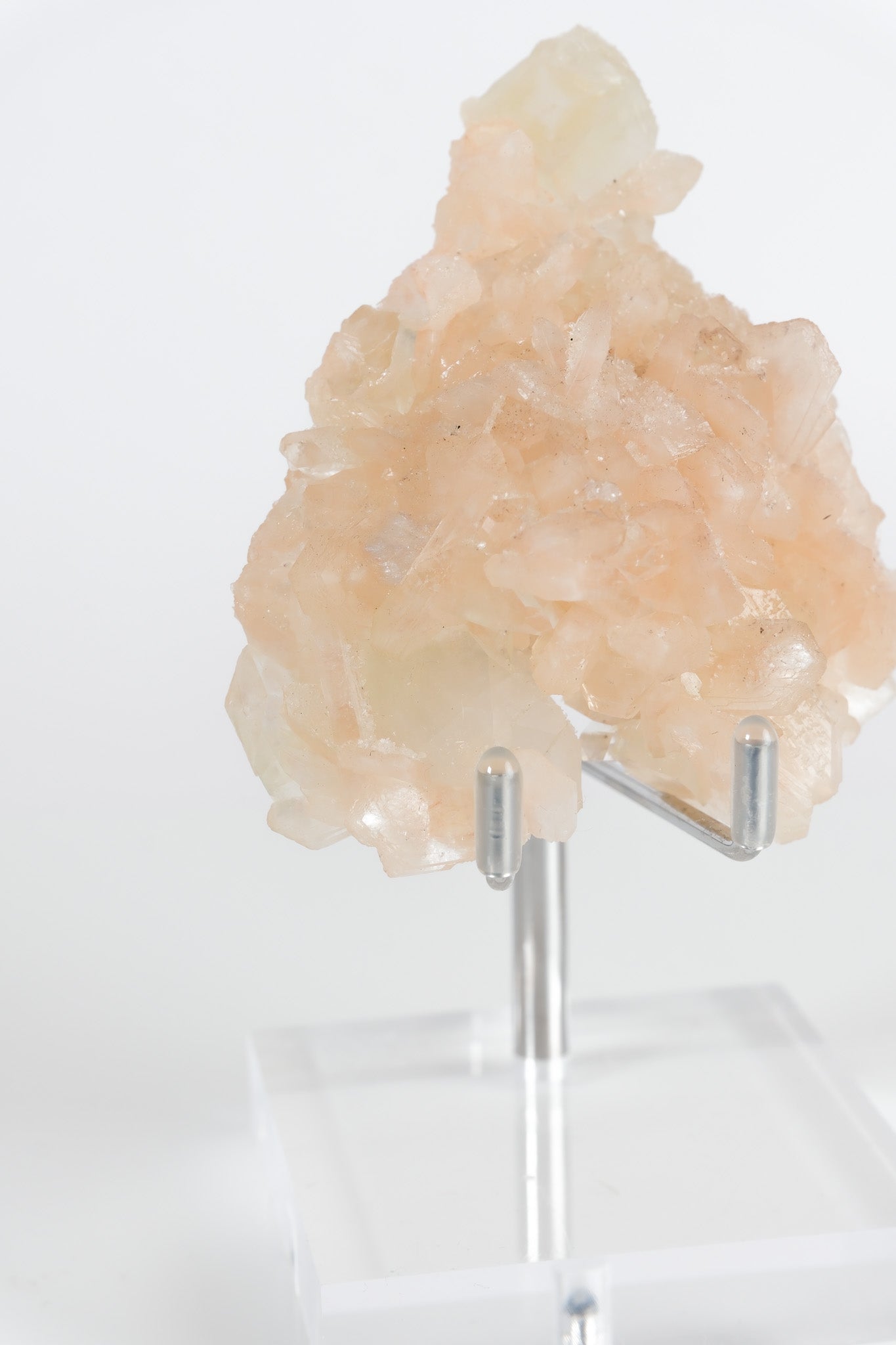Green Apophyllite with Pink Stilbite & Sugar Druzy Cluster