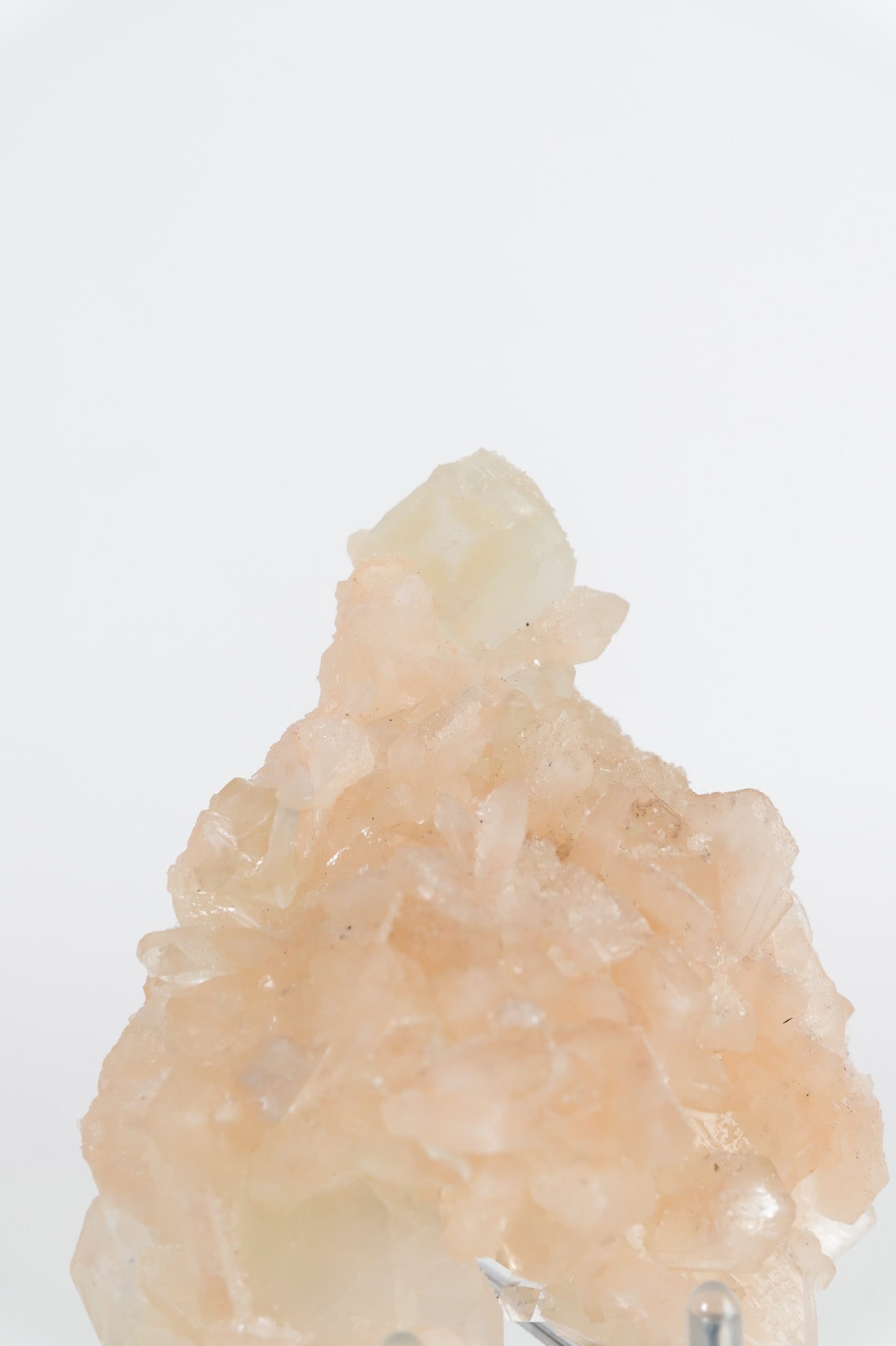 Green Apophyllite with Pink Stilbite & Sugar Druzy Cluster