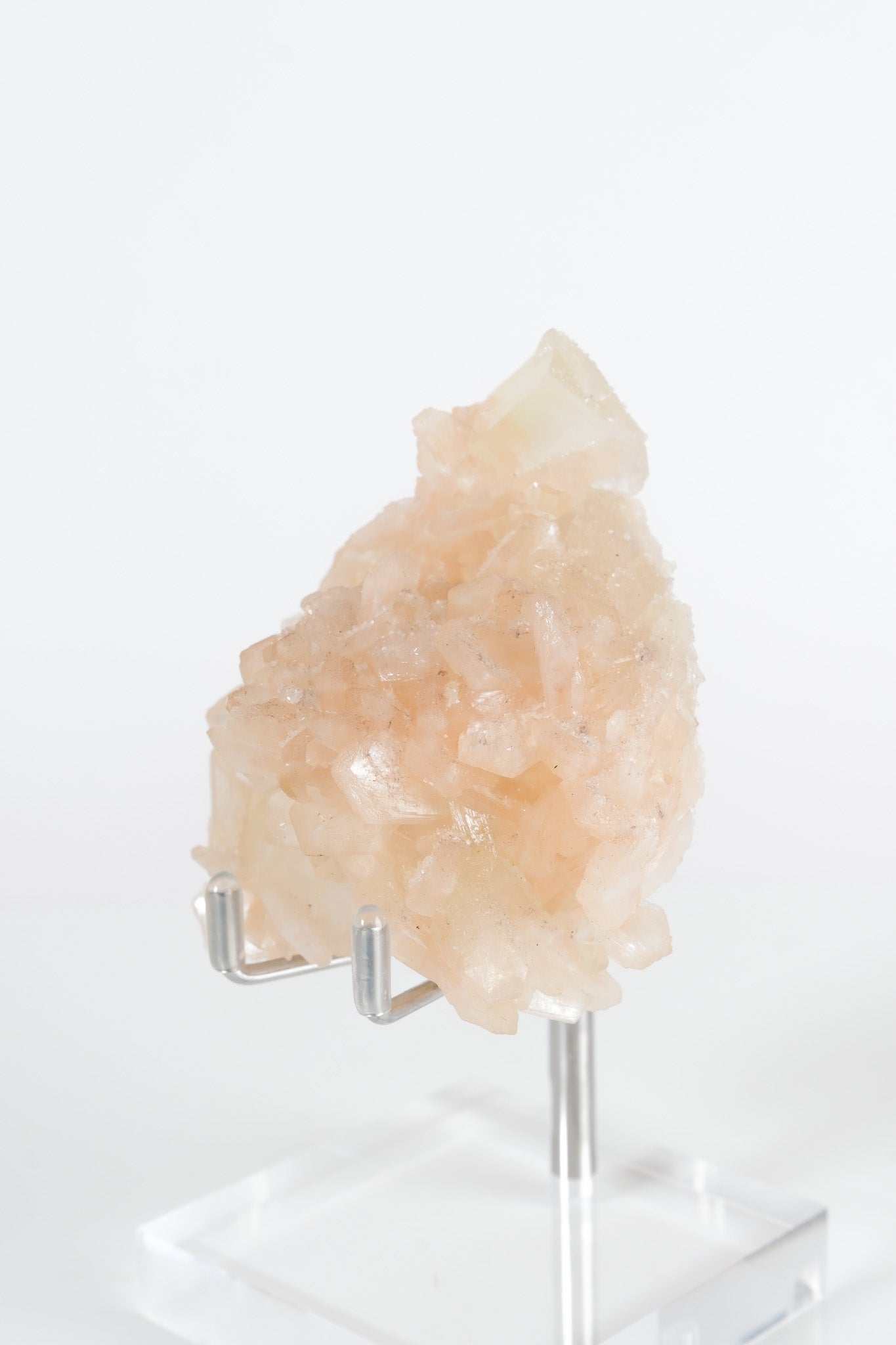Green Apophyllite with Pink Stilbite & Sugar Druzy Cluster