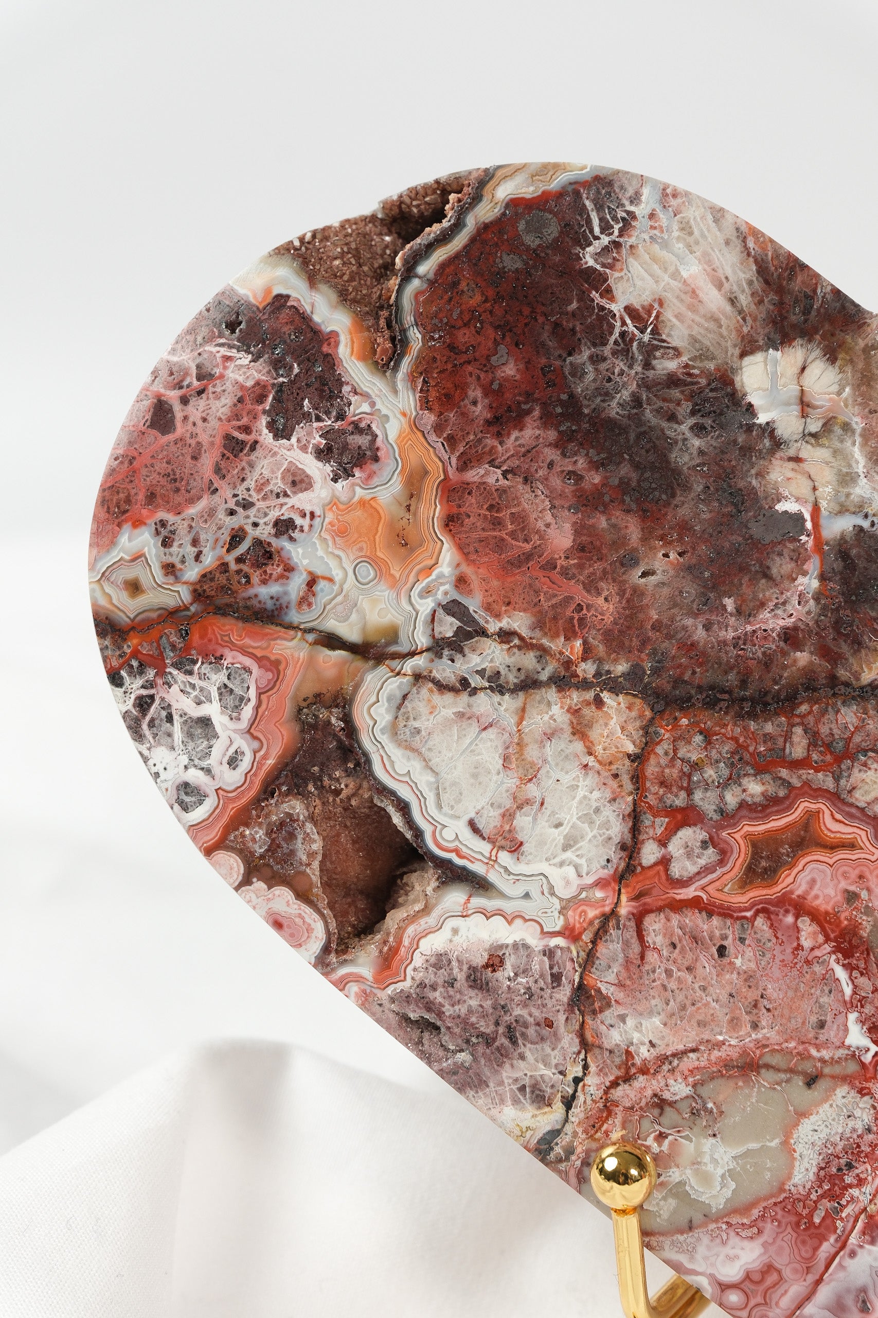 Mexican Crazy Lace Agate Heart on Stand