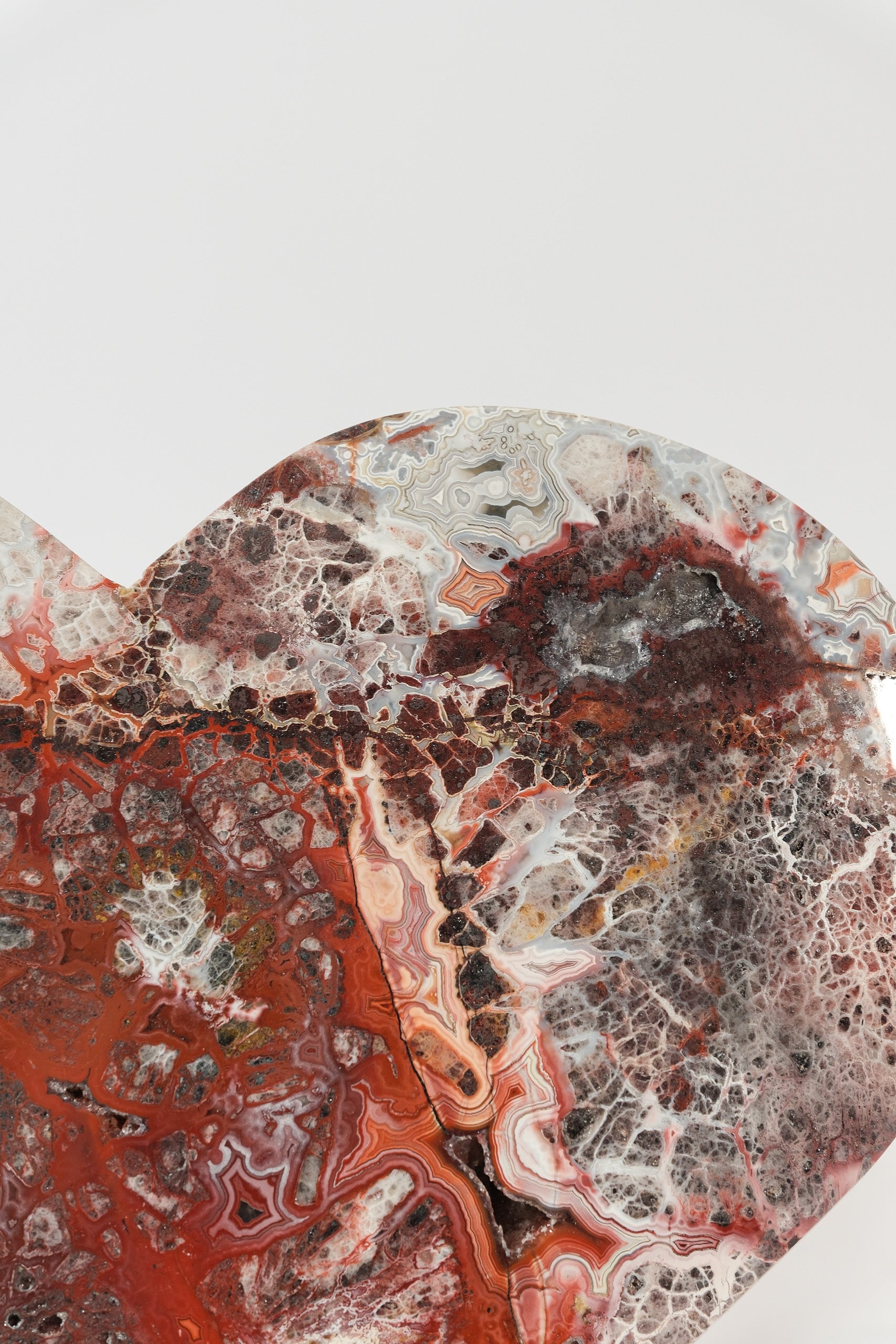 Mexican Crazy Lace Agate Heart on Stand