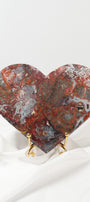 Mexican Crazy Lace Agate Heart on Stand