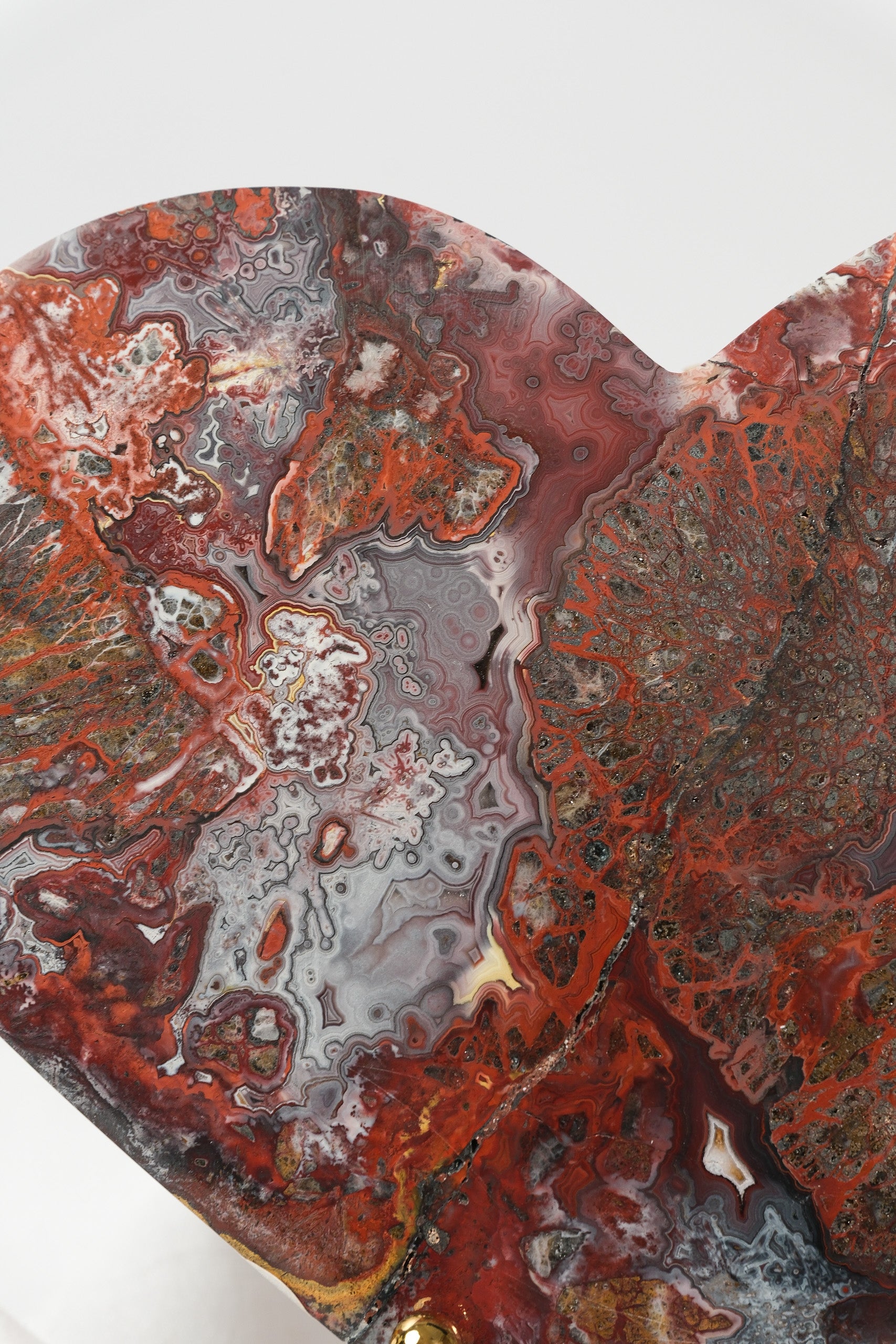 Mexican Crazy Lace Agate Heart on Stand