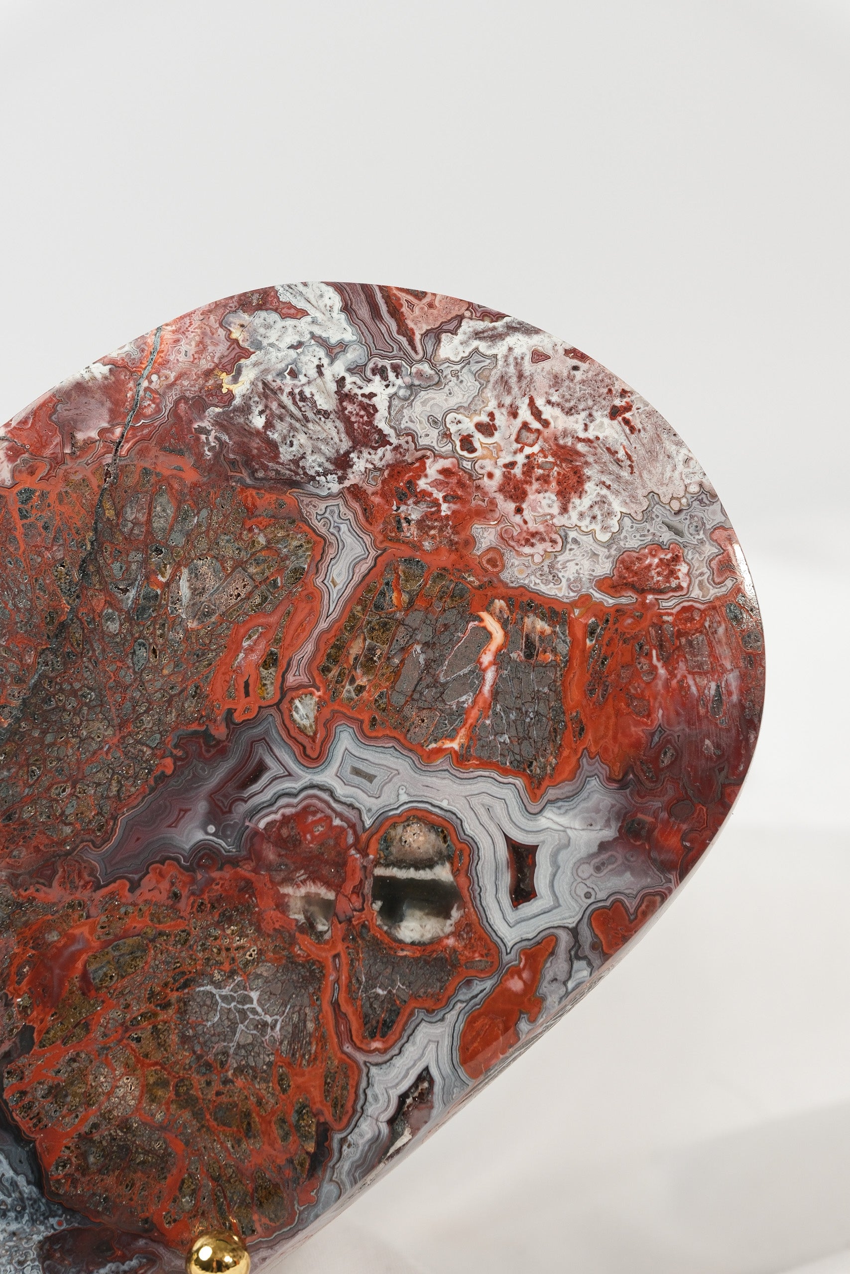 Mexican Crazy Lace Agate Heart on Stand