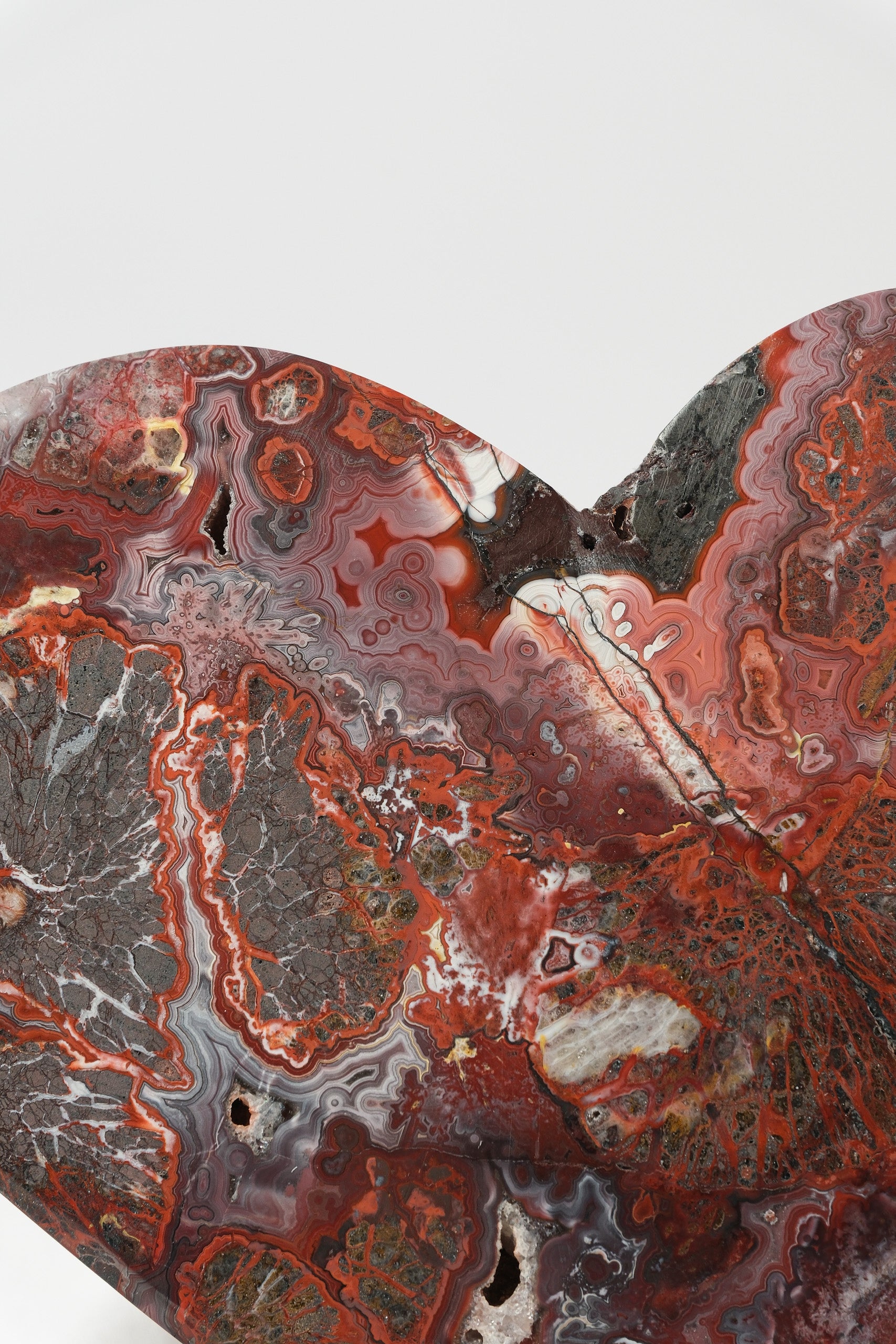 Mexican Crazy Lace Agate Heart on Stand