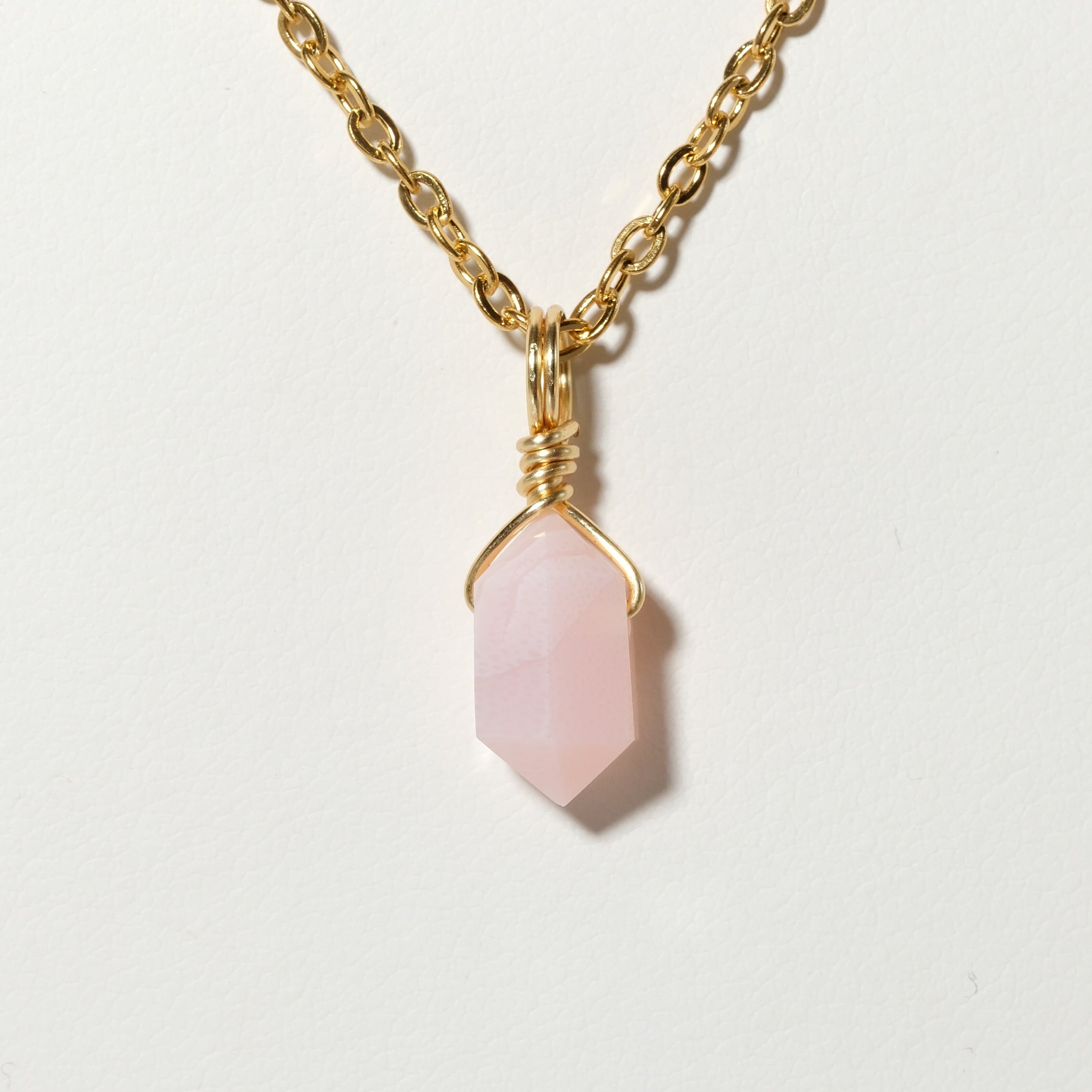 Pink Opal Mini Necklace Gold