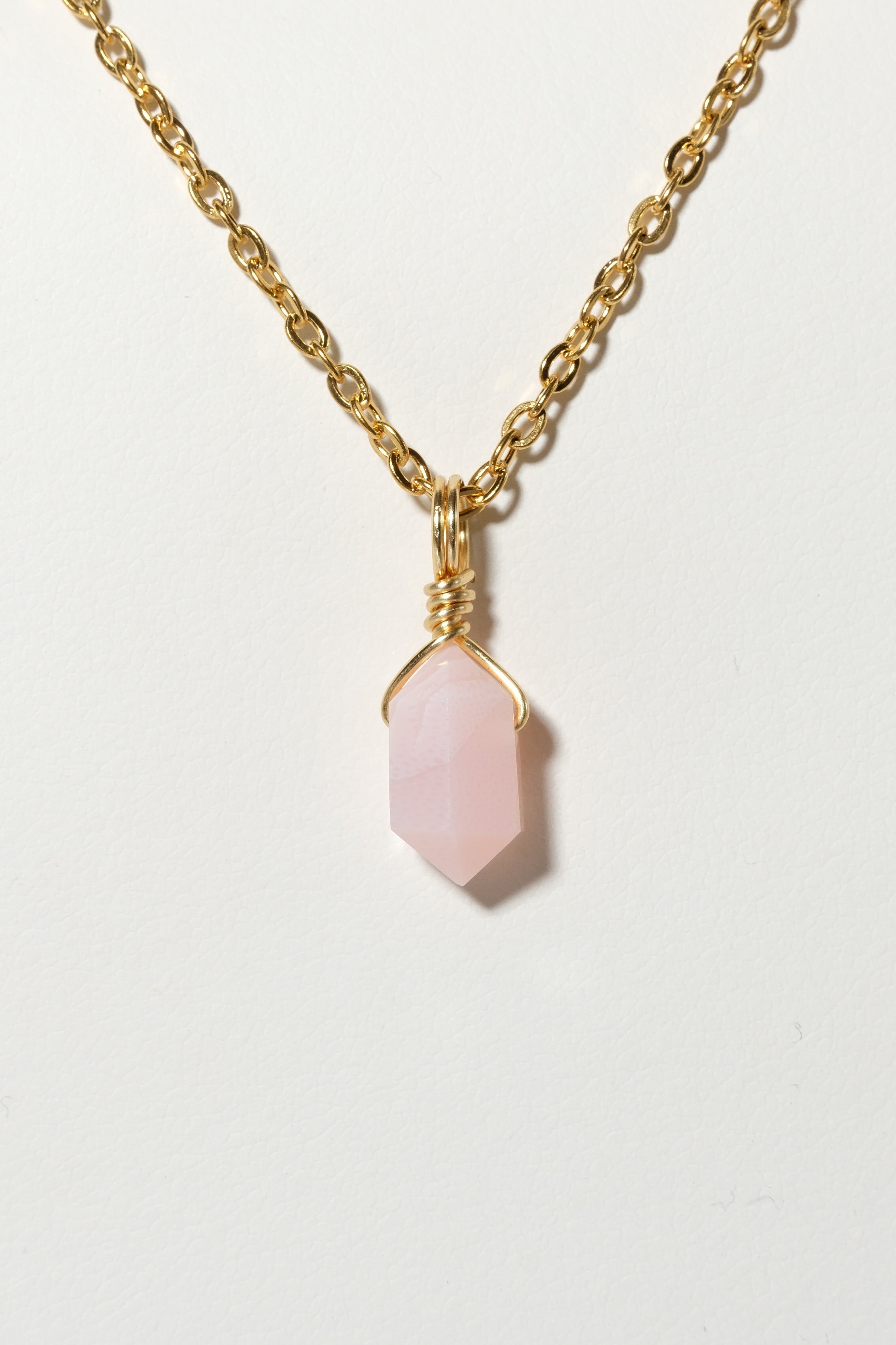 Pink Opal Mini Necklace Gold