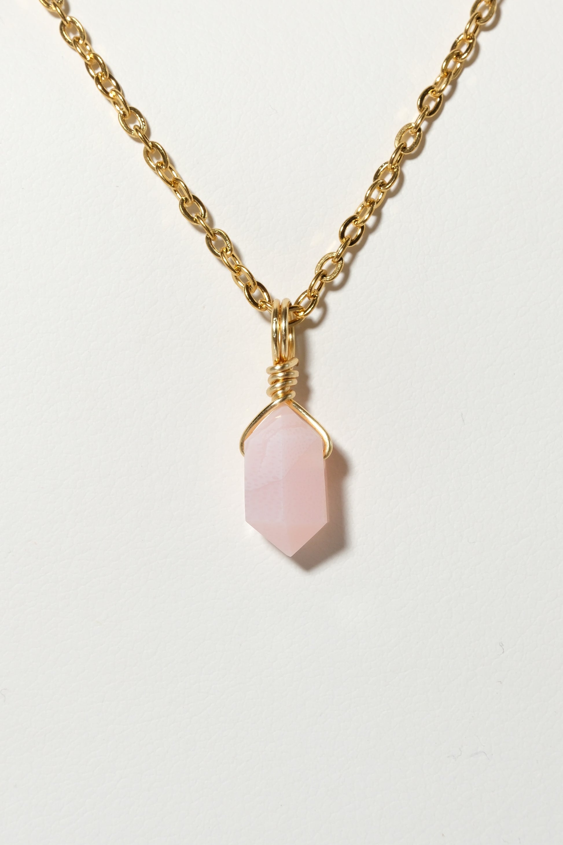 Pink Opal Mini Necklace Gold