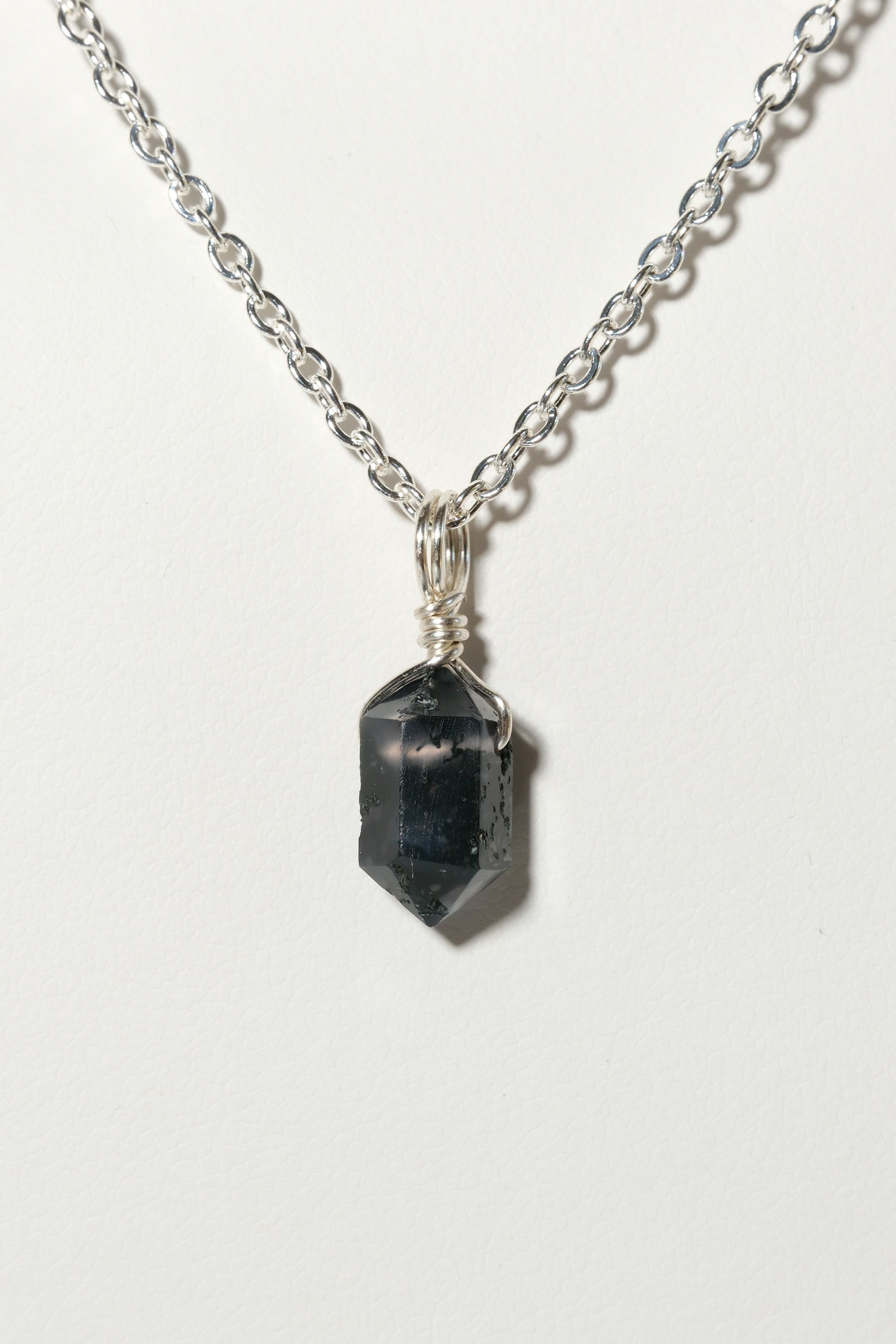 Moss Agate Mini Necklace Silver