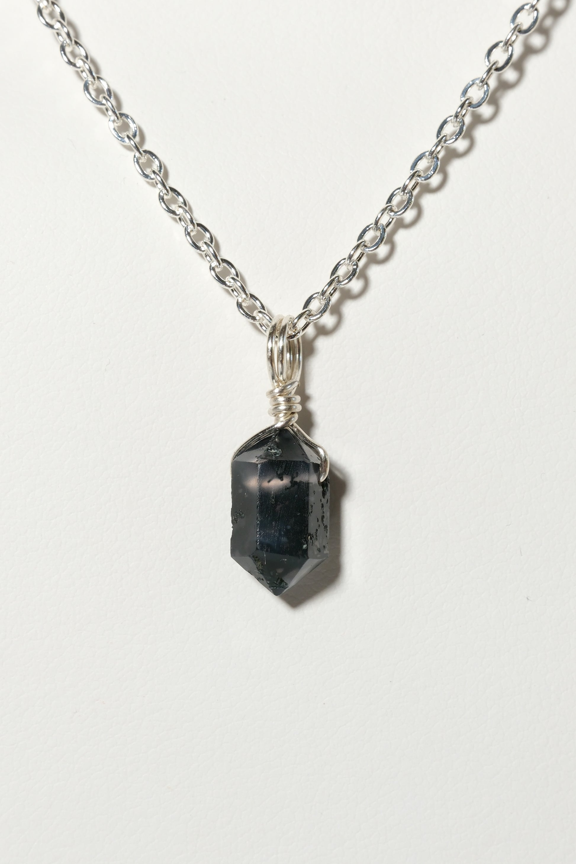 Moss Agate Mini Necklace Silver