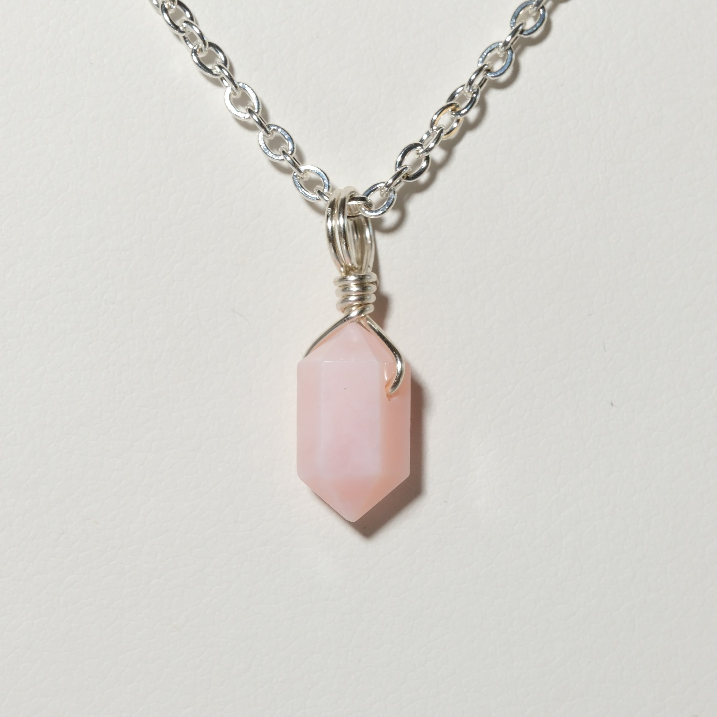 Pink Opal Mini Necklace Silver