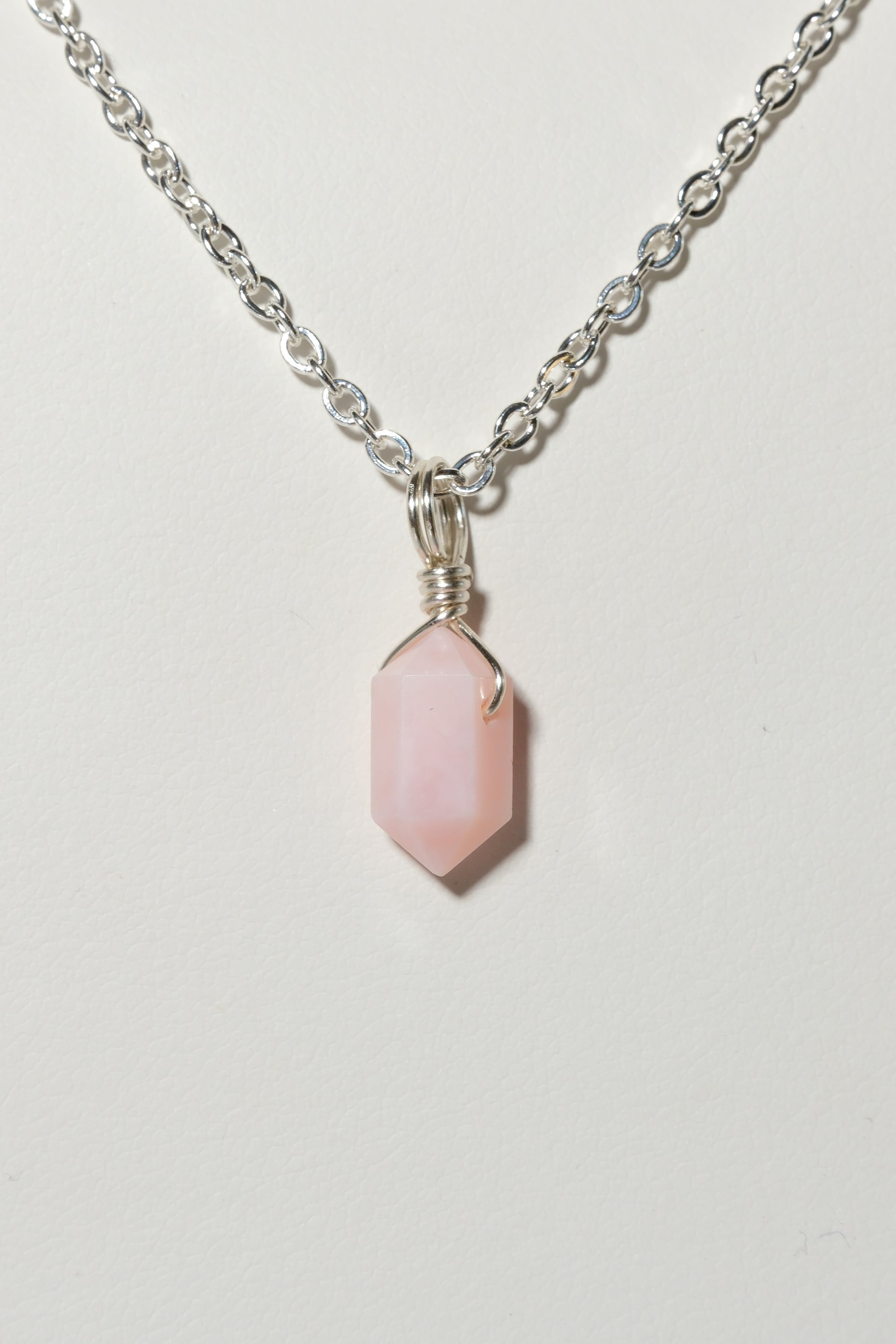 Pink Opal Mini Necklace Silver