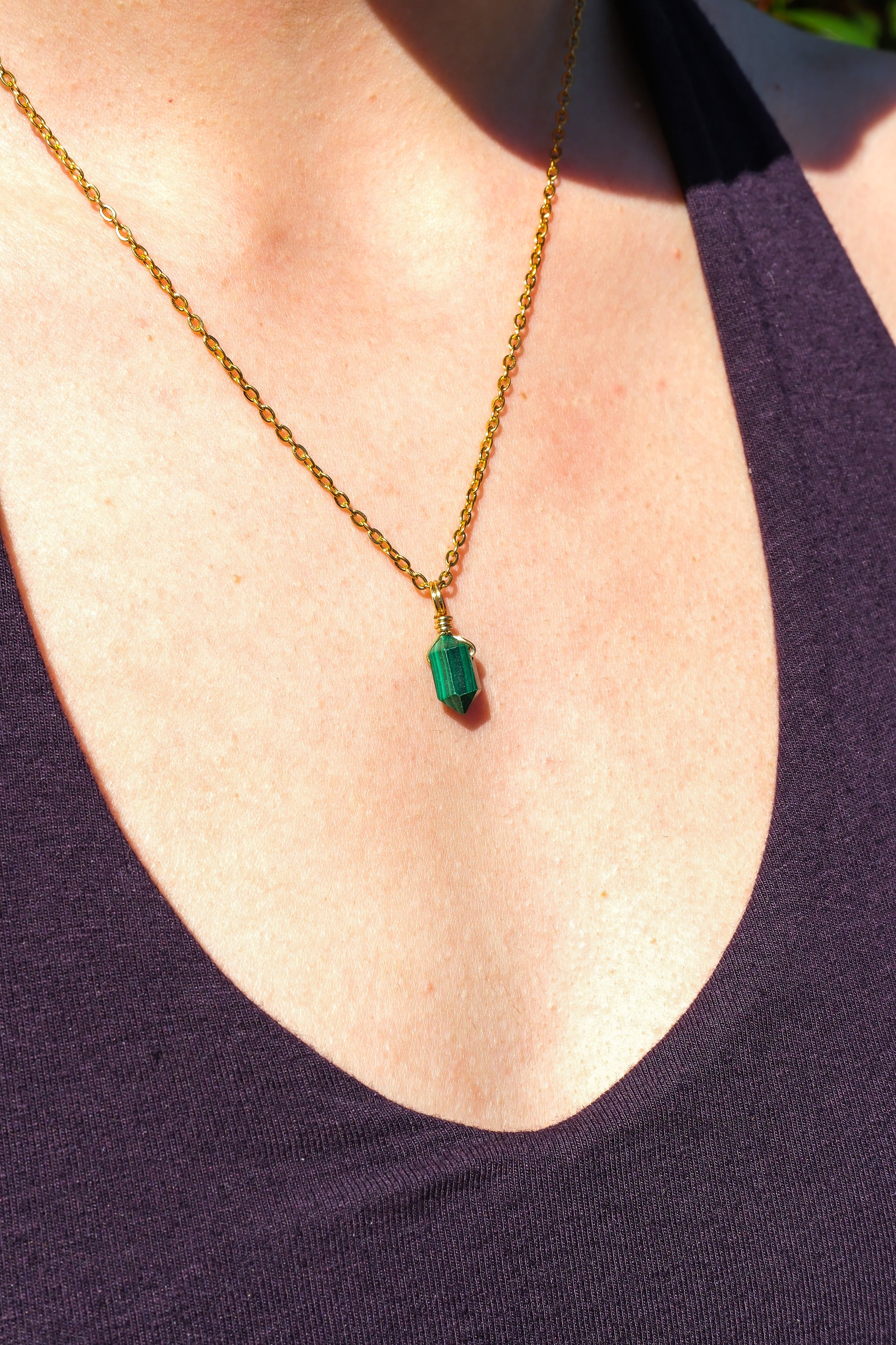 Malachite Mini Necklace Gold