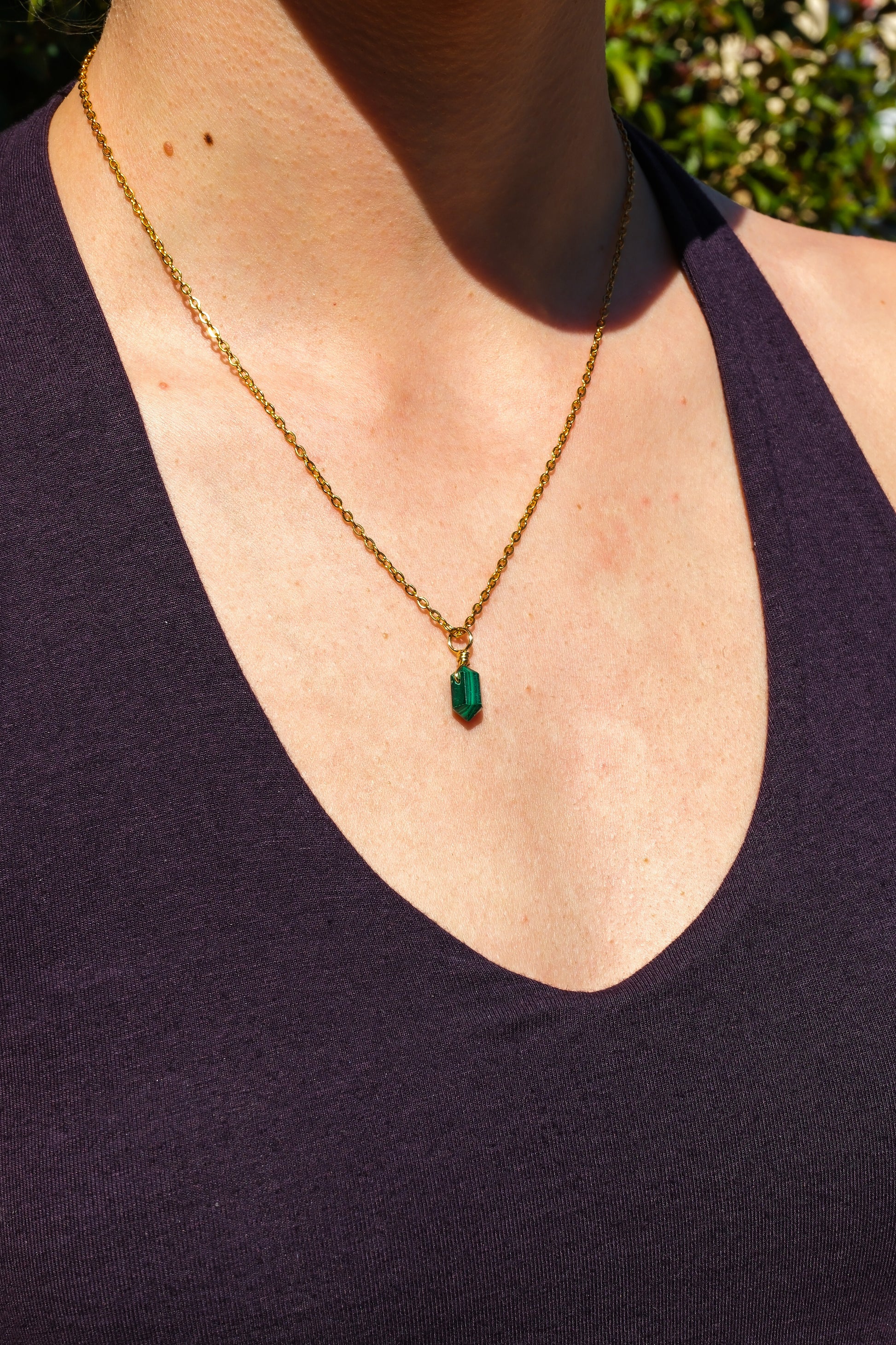 Malachite Mini Necklace Gold