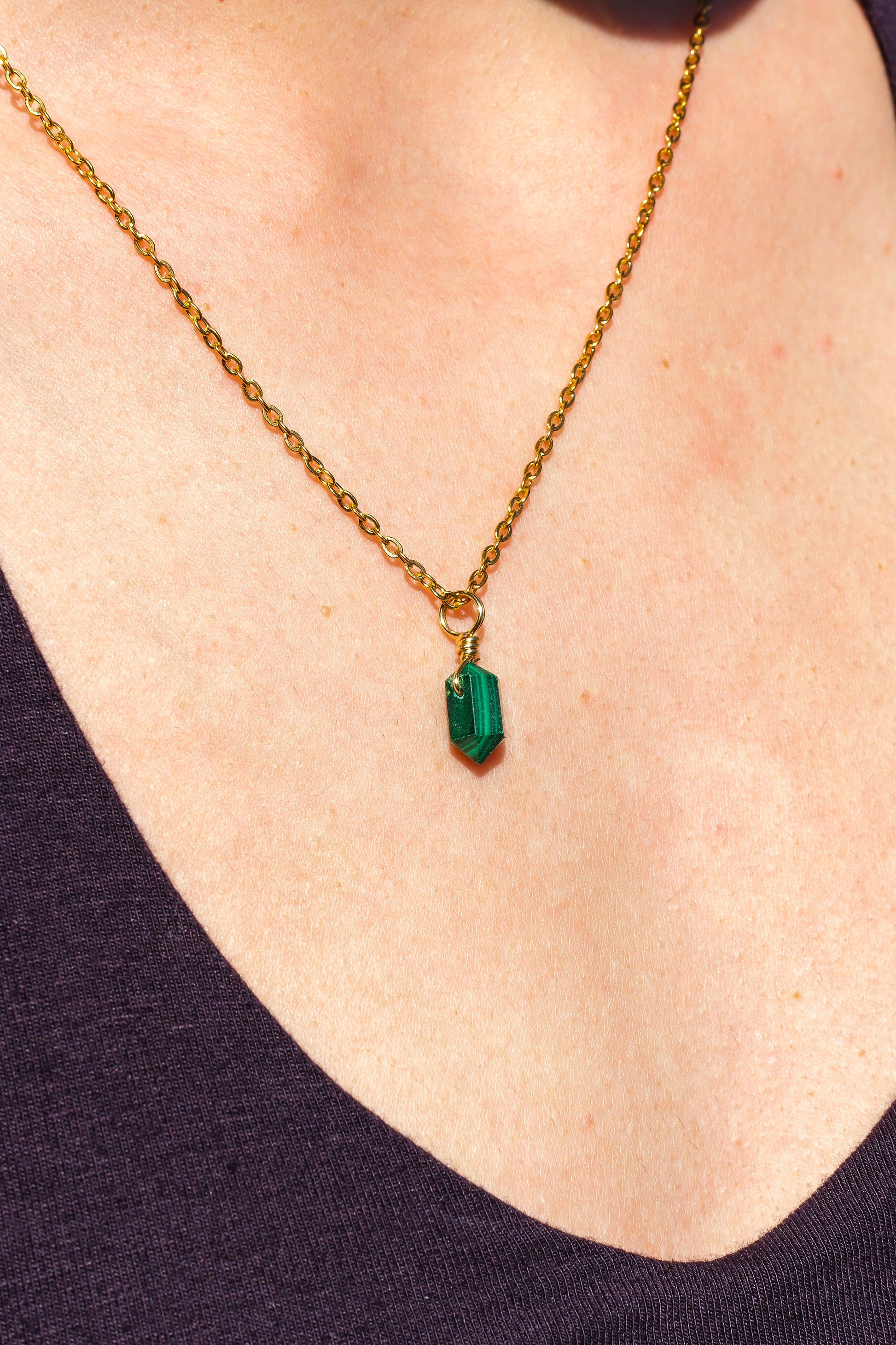 Malachite Mini Necklace Gold
