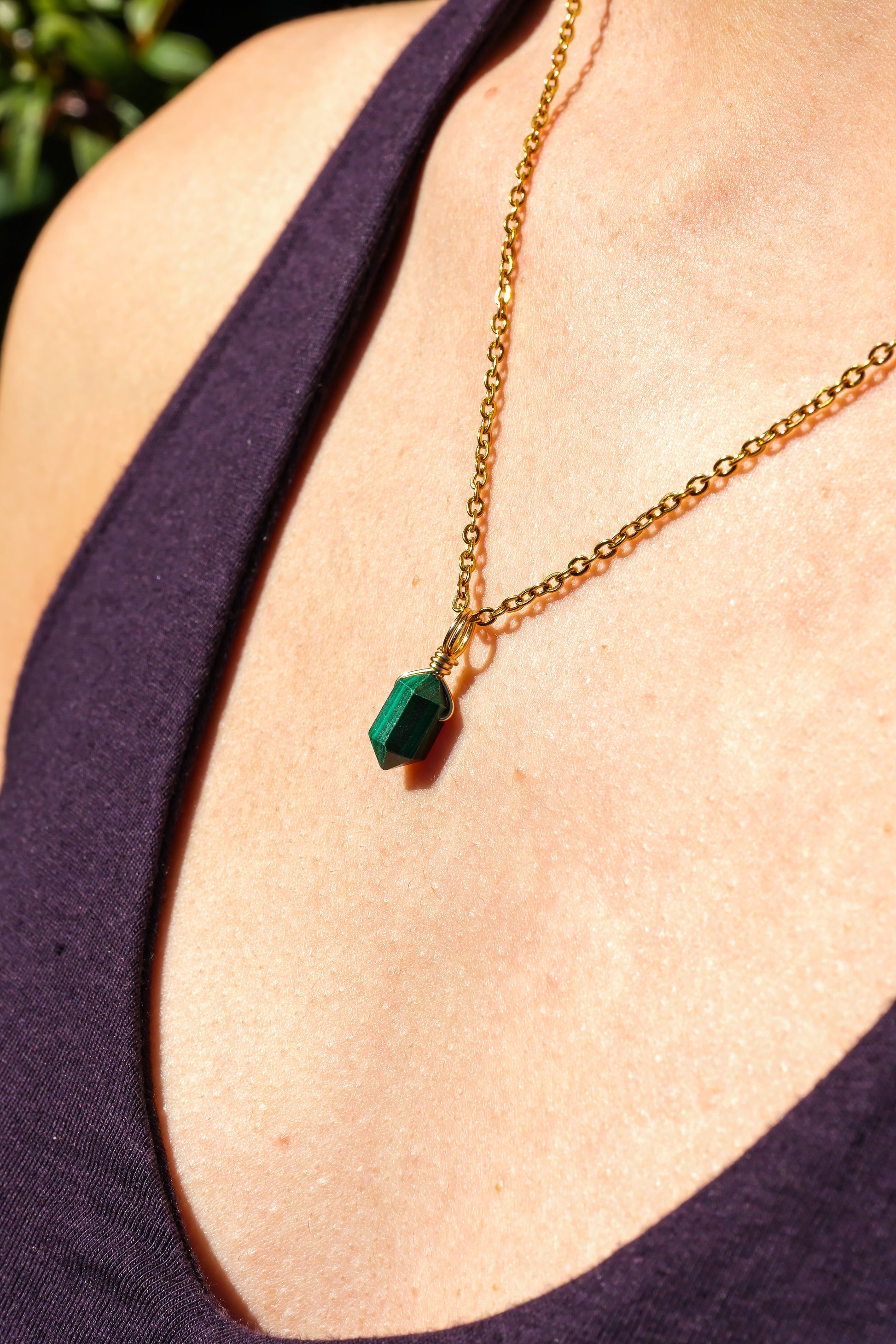 Malachite Mini Necklace Gold