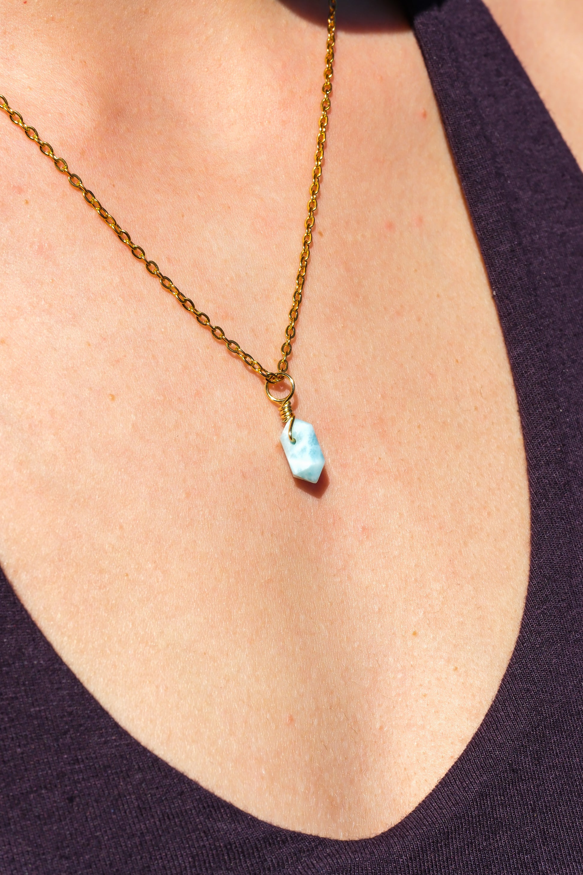 Larimar Mini Necklace Gold