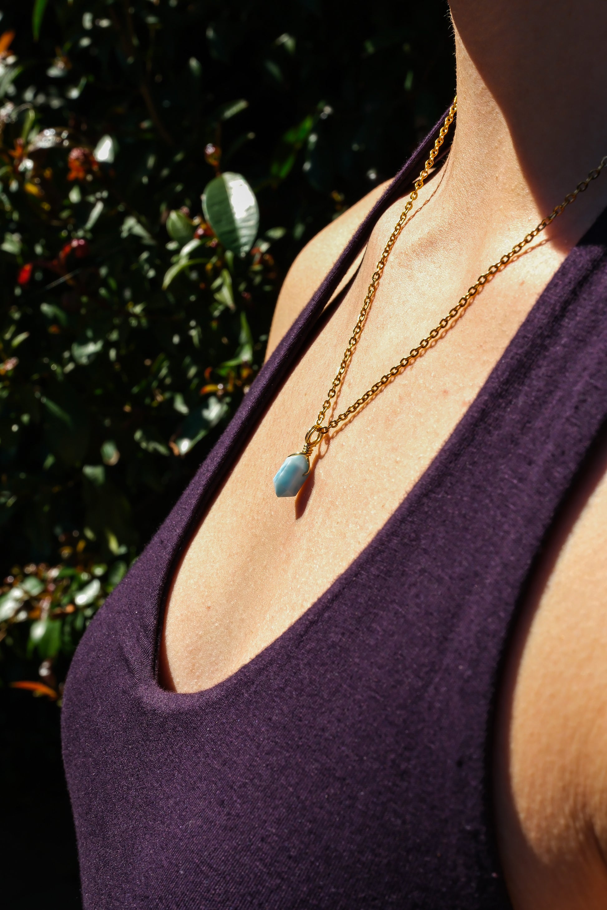 Larimar Mini Necklace Gold