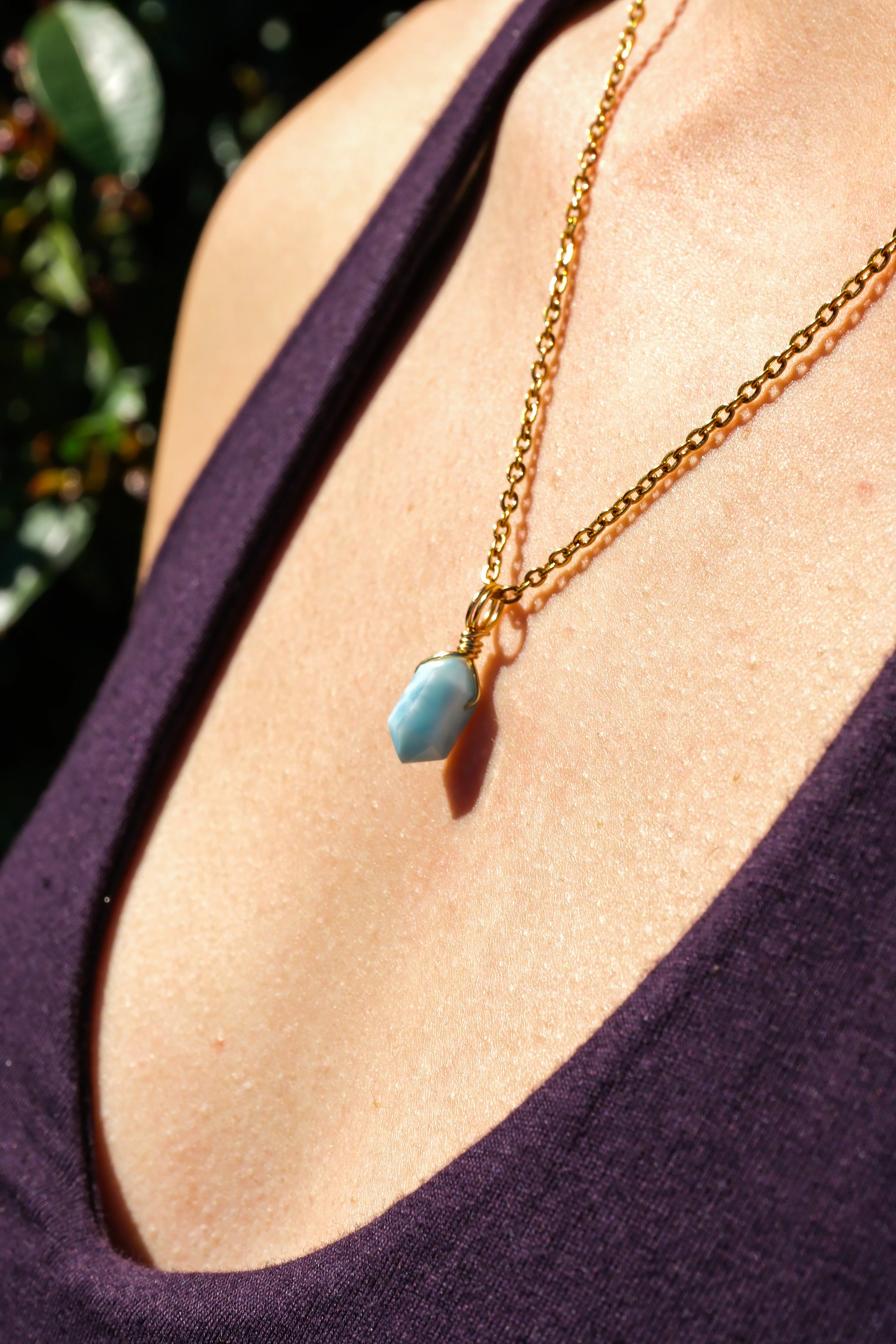 Larimar Mini Necklace Gold