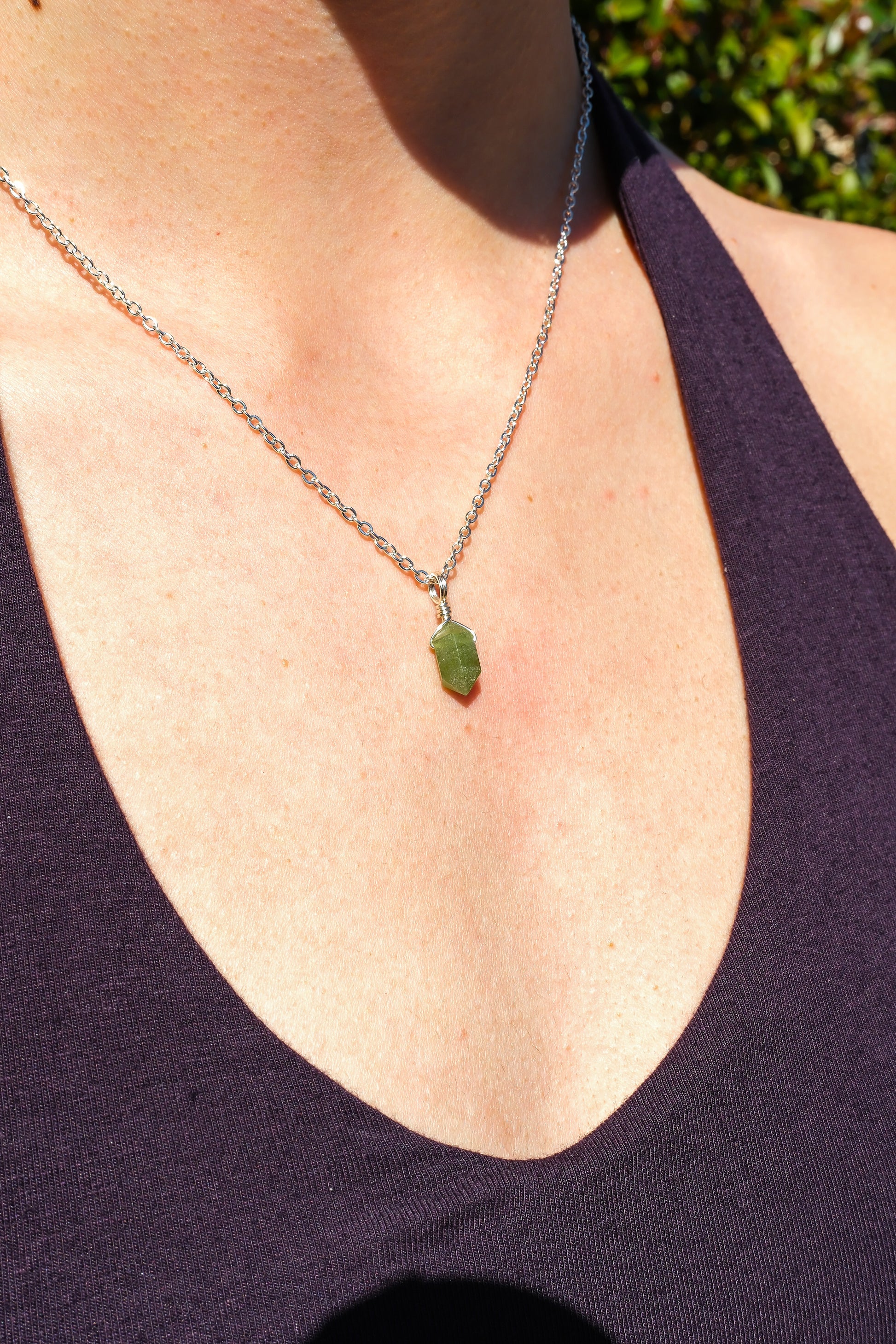Peridot Mini Necklace Silver