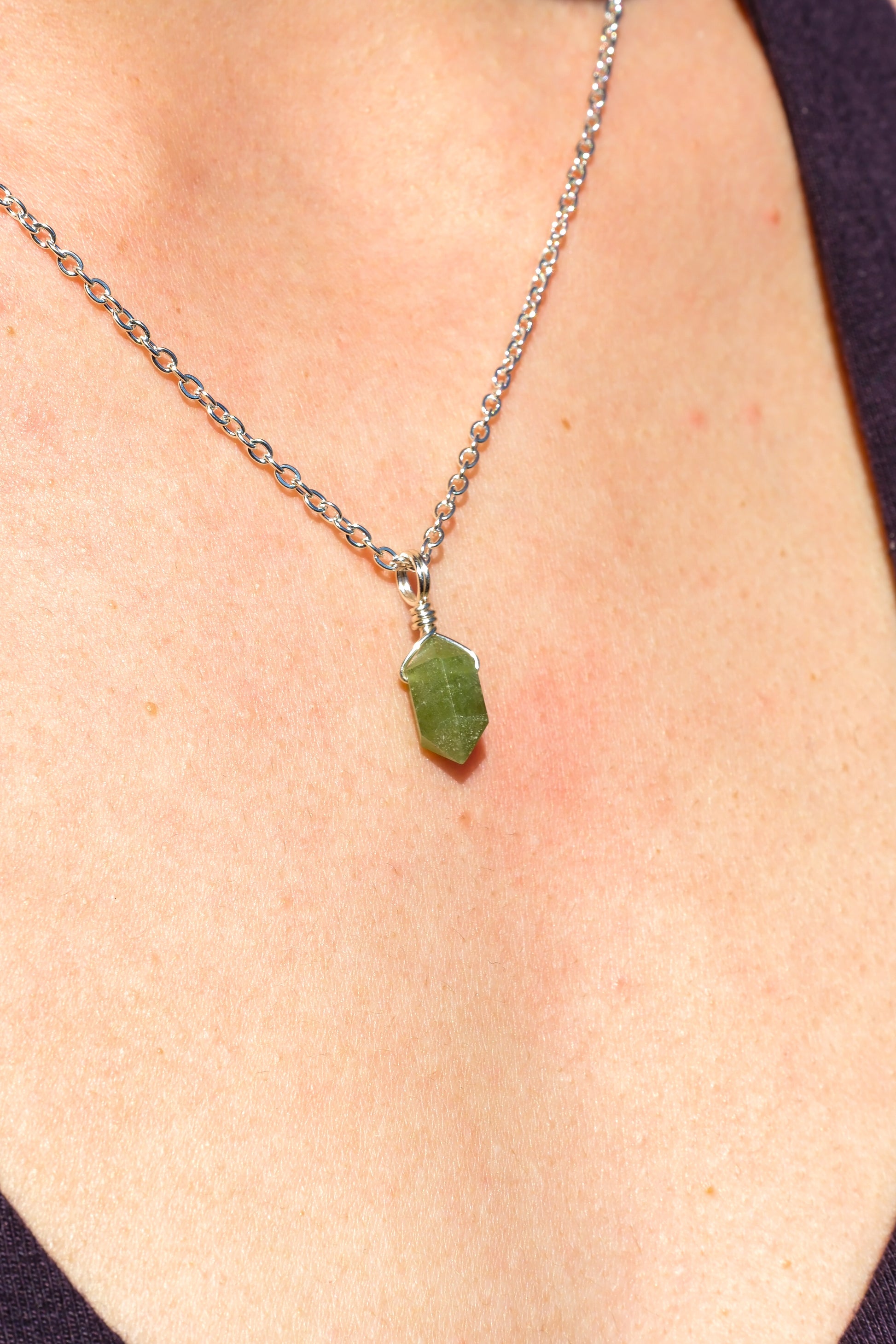 Peridot Mini Necklace Silver