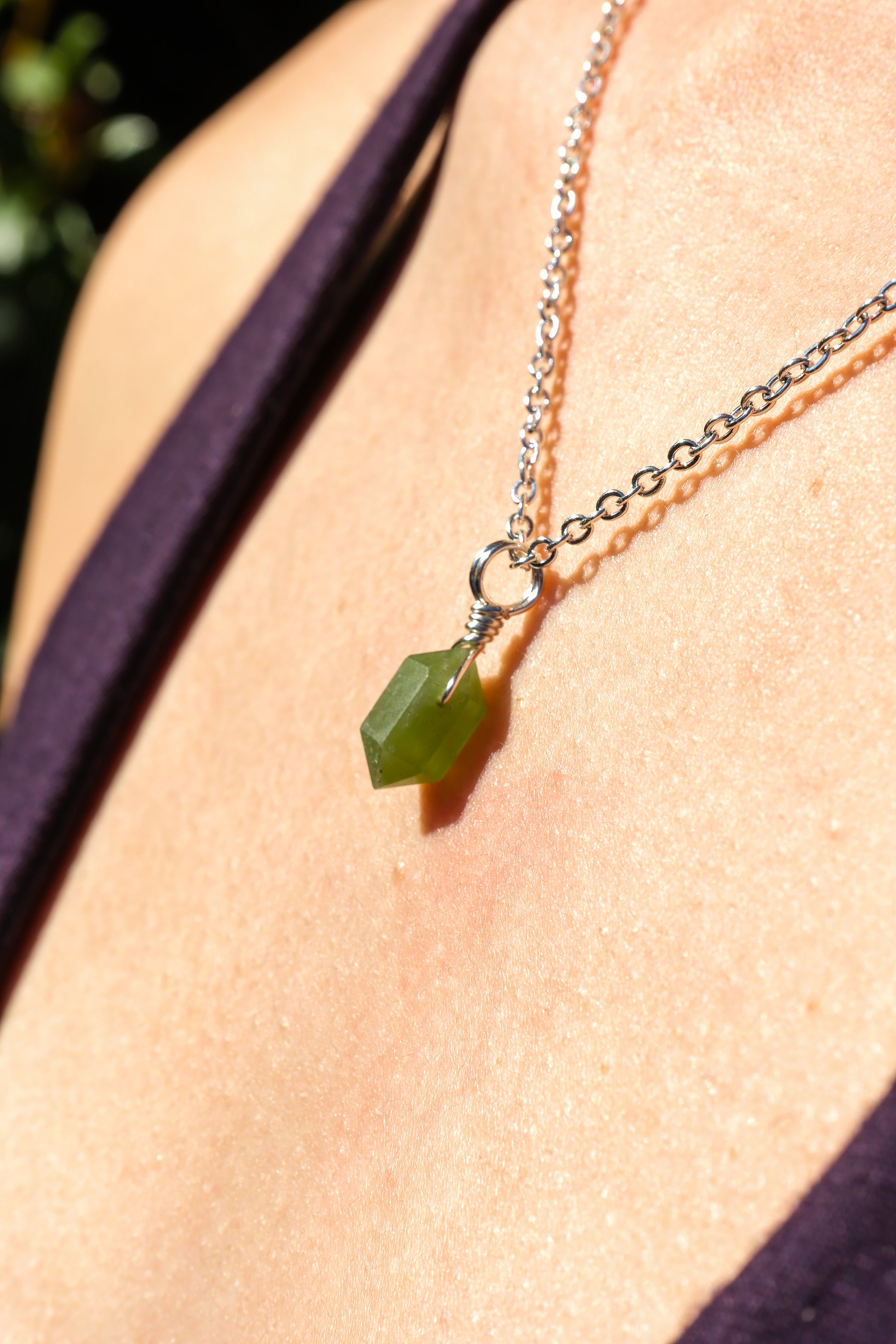 Peridot Mini Necklace Silver
