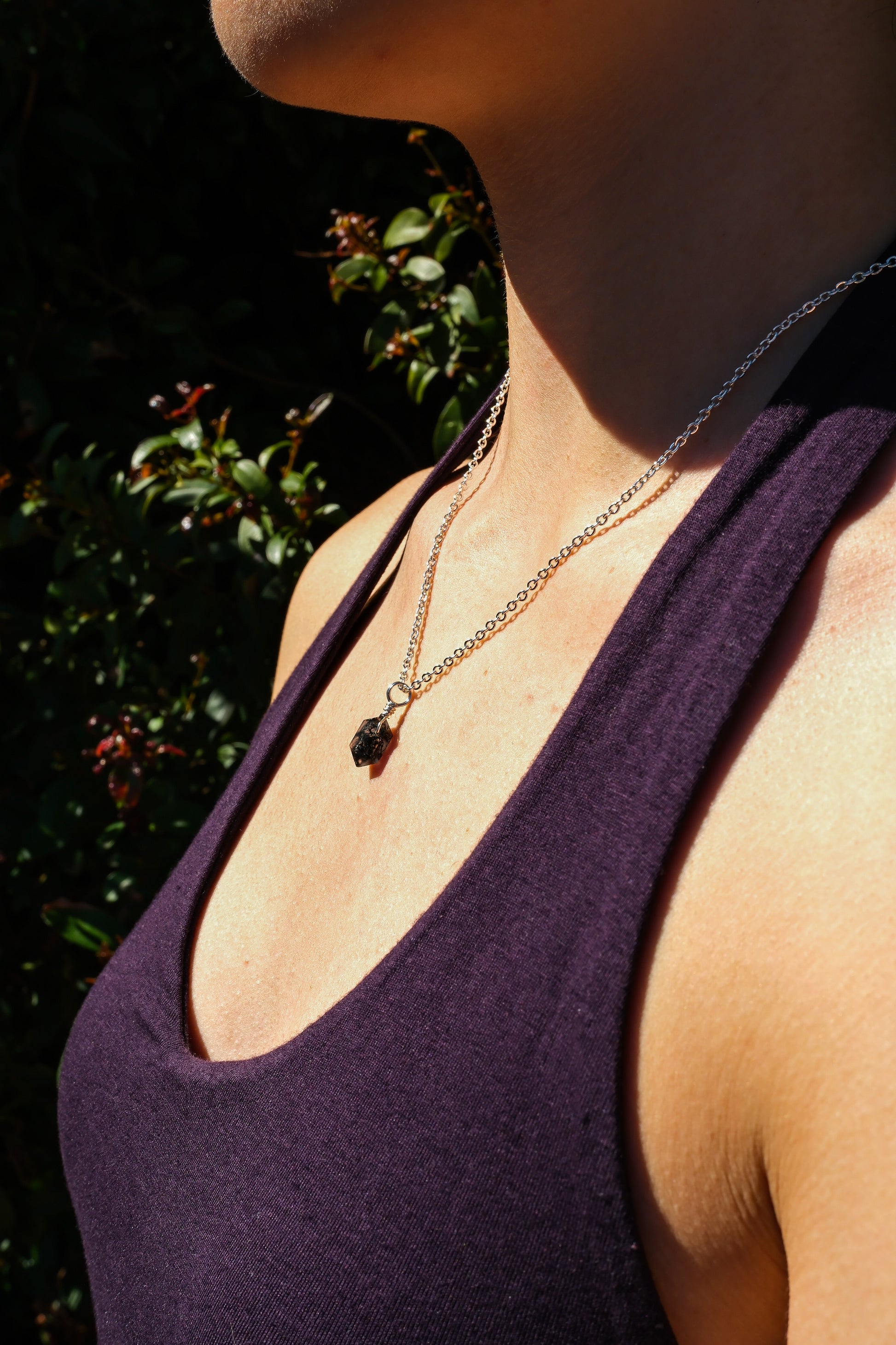 Moss Agate Mini Necklace Silver