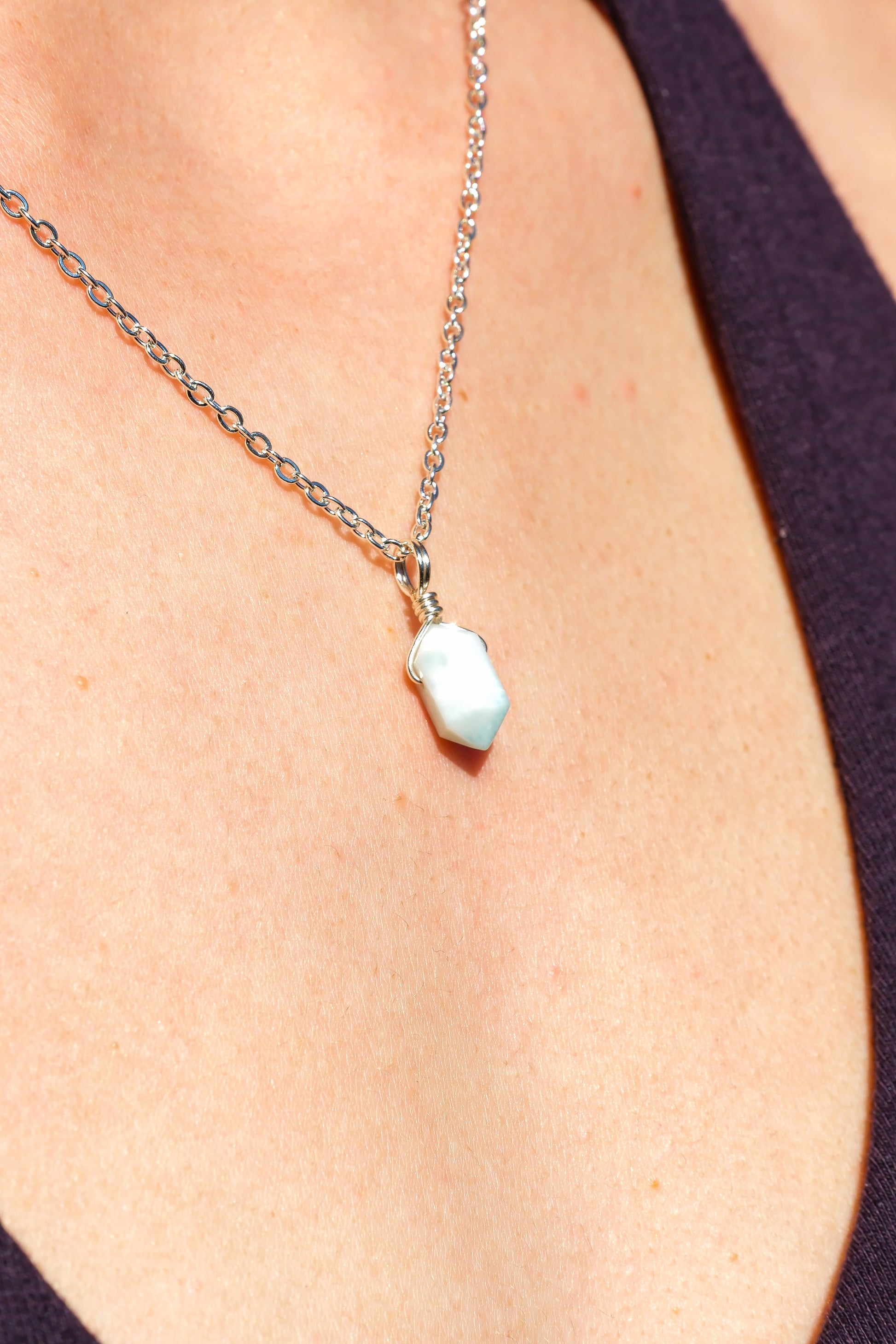 Larimar Mini Necklace Silver