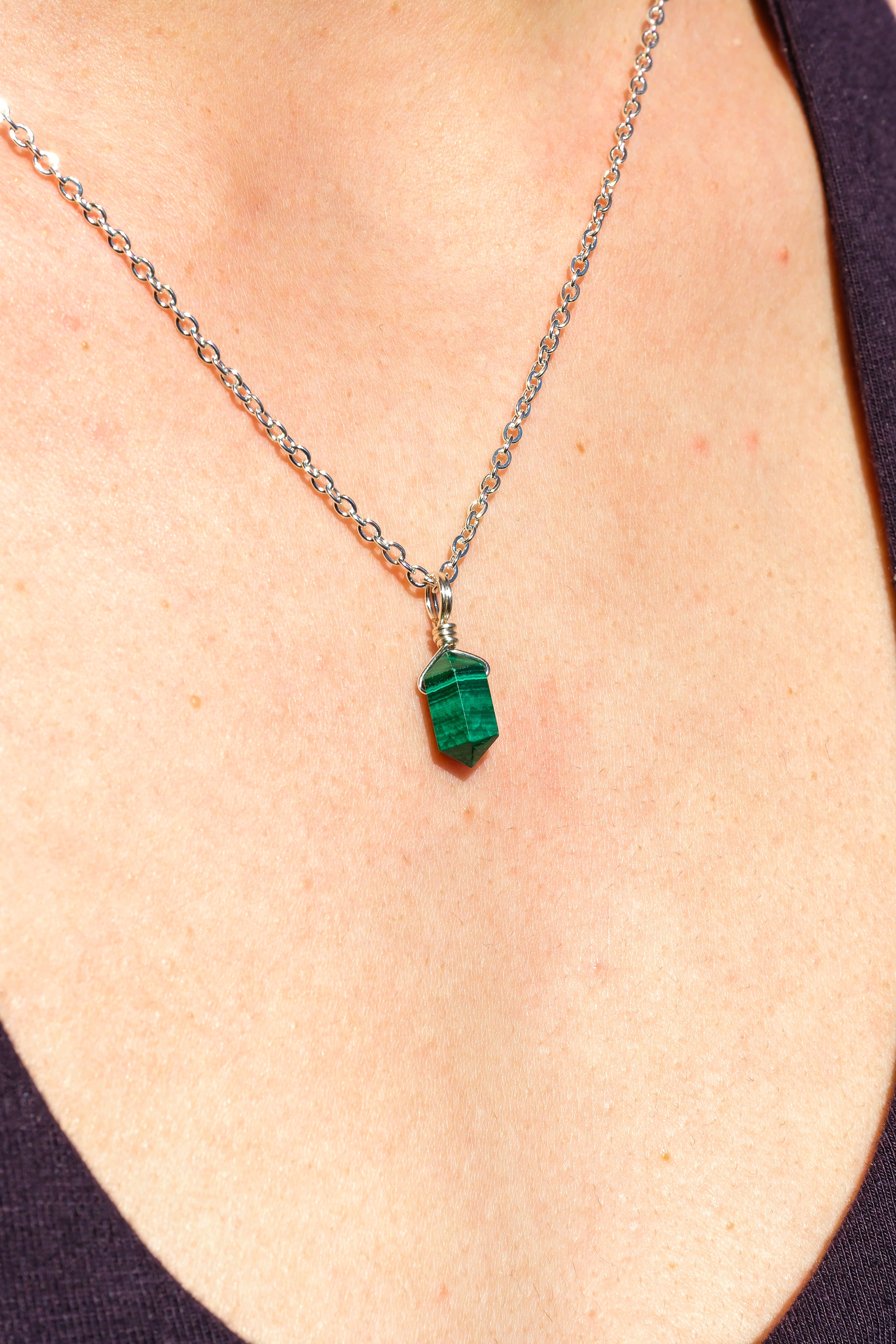Malachite Mini Necklace Silver