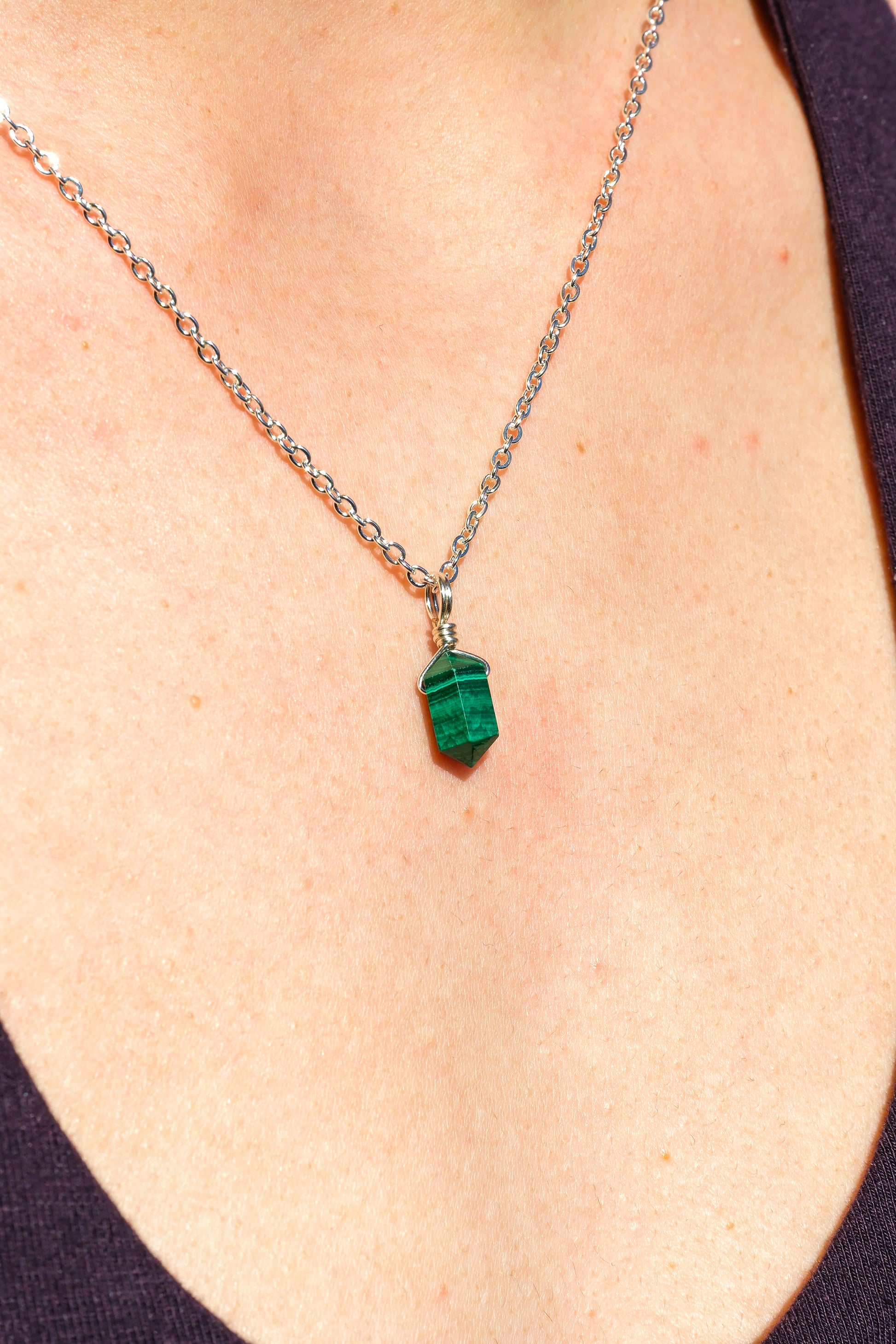Malachite Mini Necklace Silver