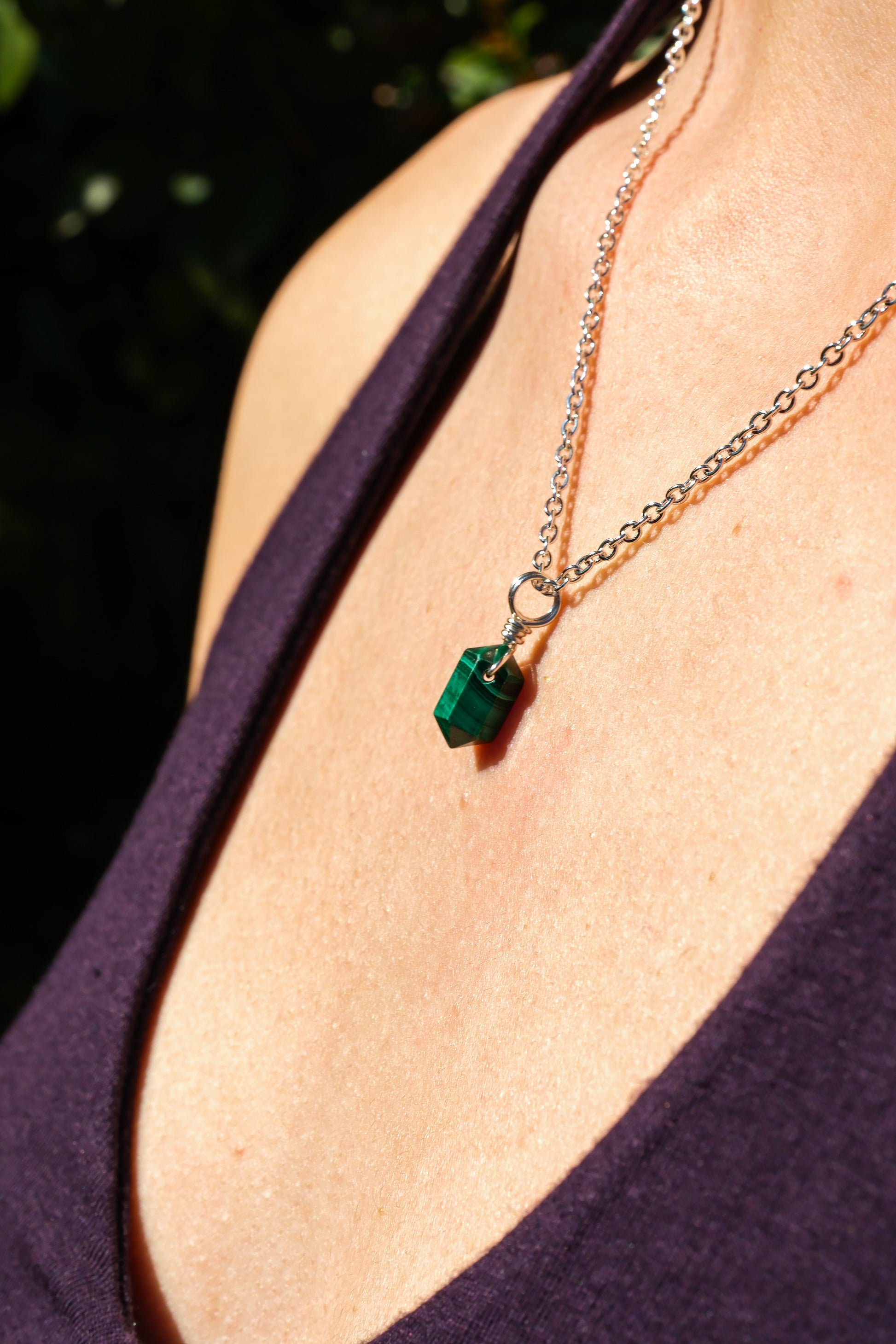 Malachite Mini Necklace Silver