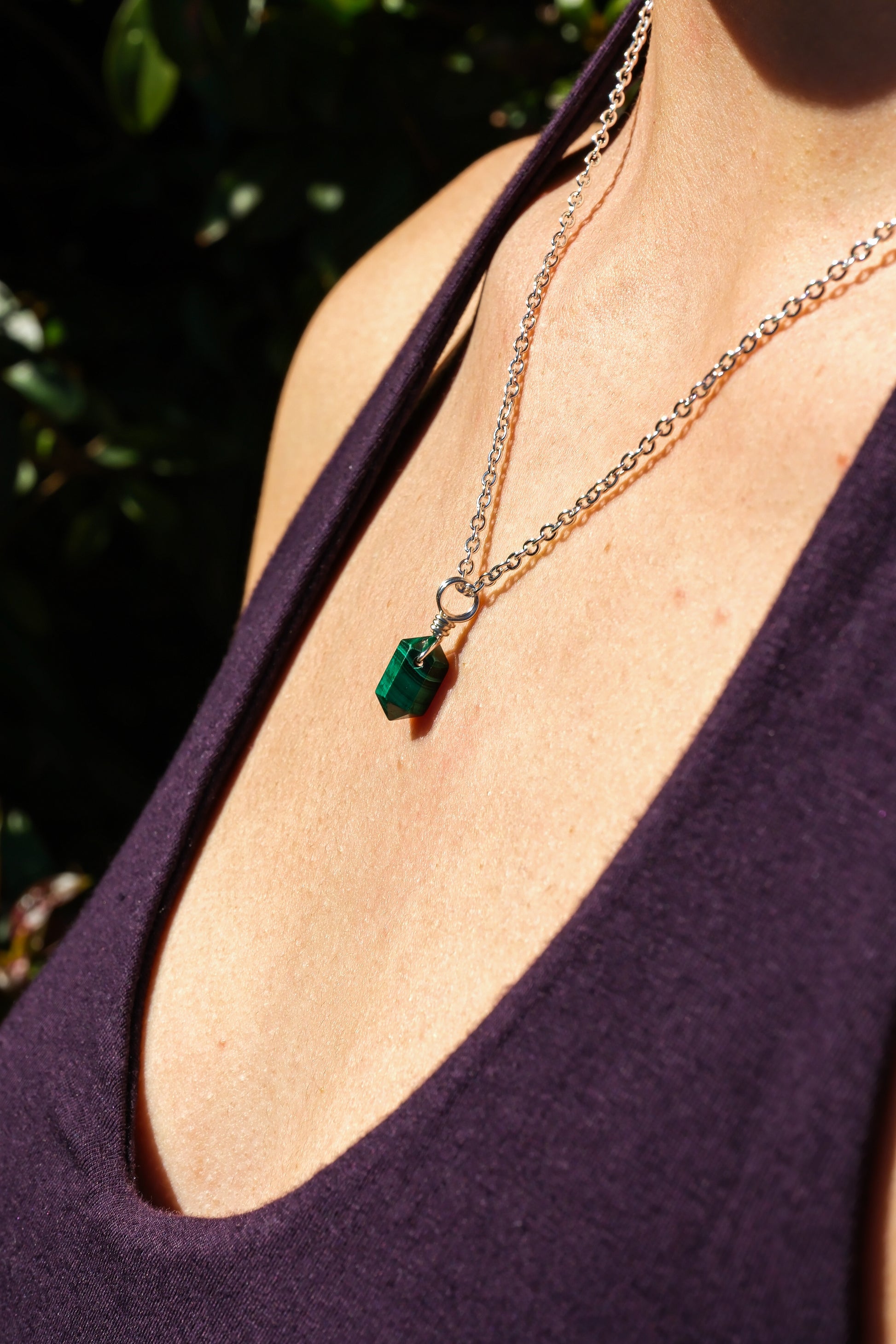 Malachite Mini Necklace Silver