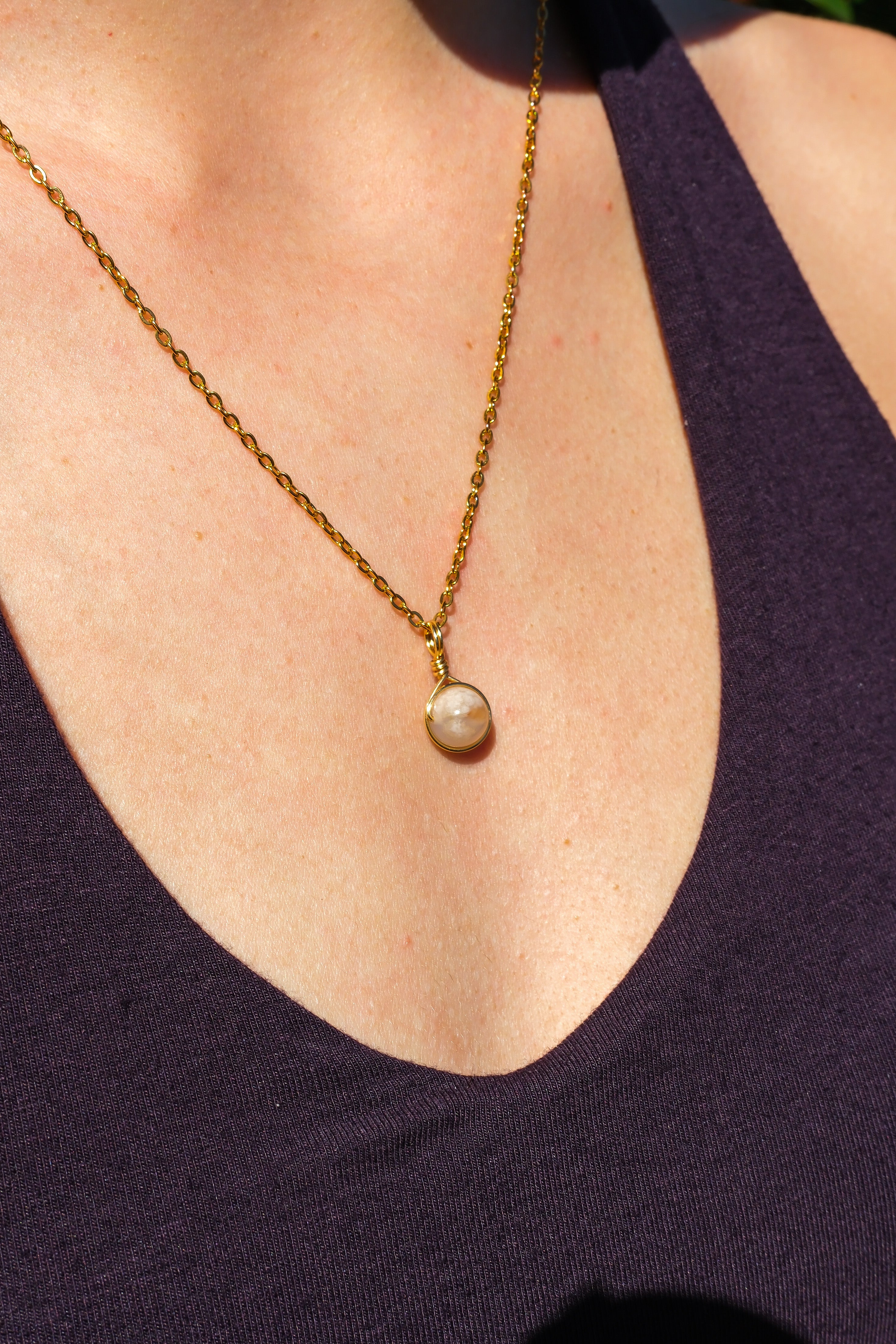 Flower Agate Prestige Necklace Gold