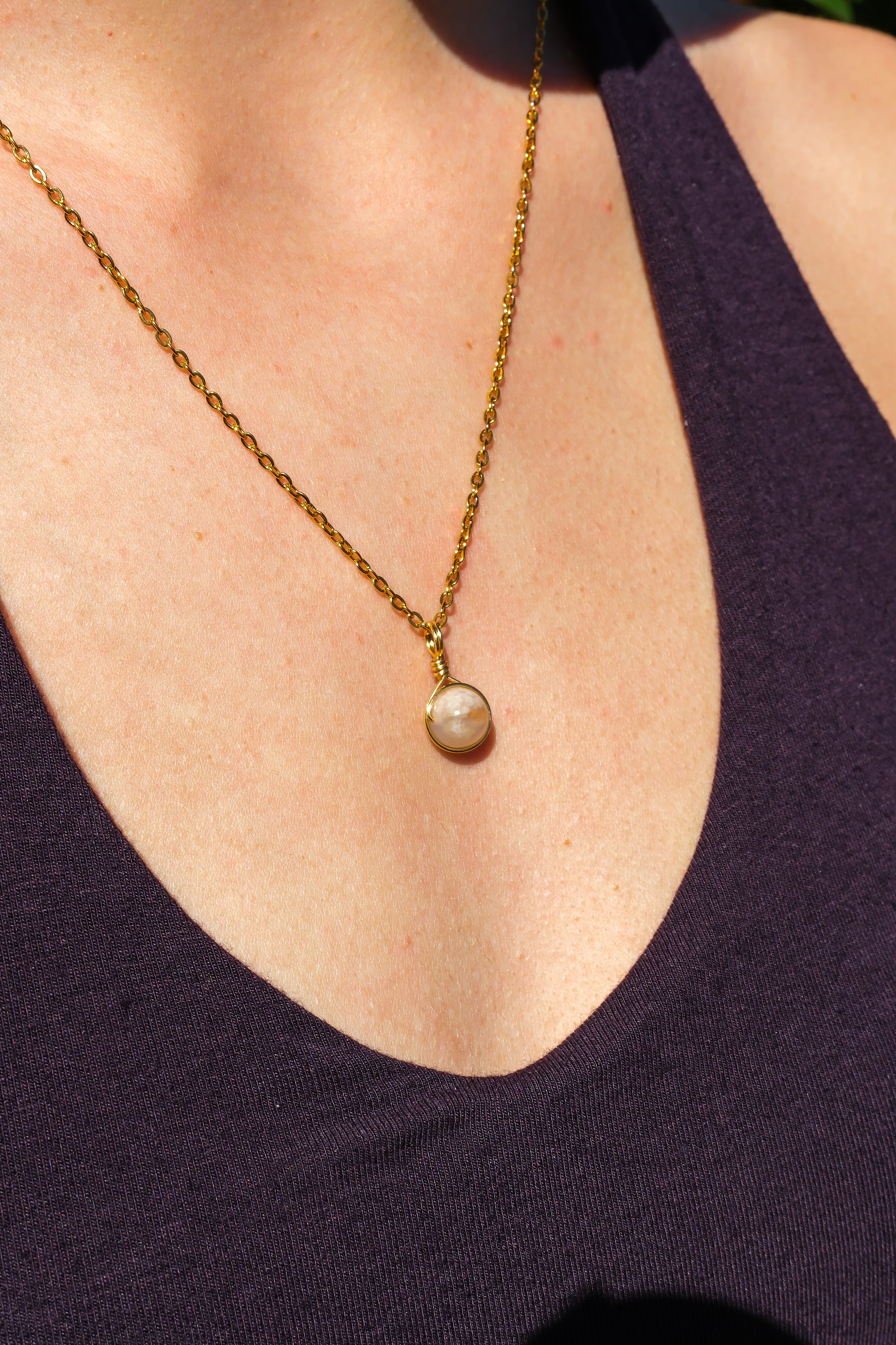 Flower Agate Prestige Necklace Gold