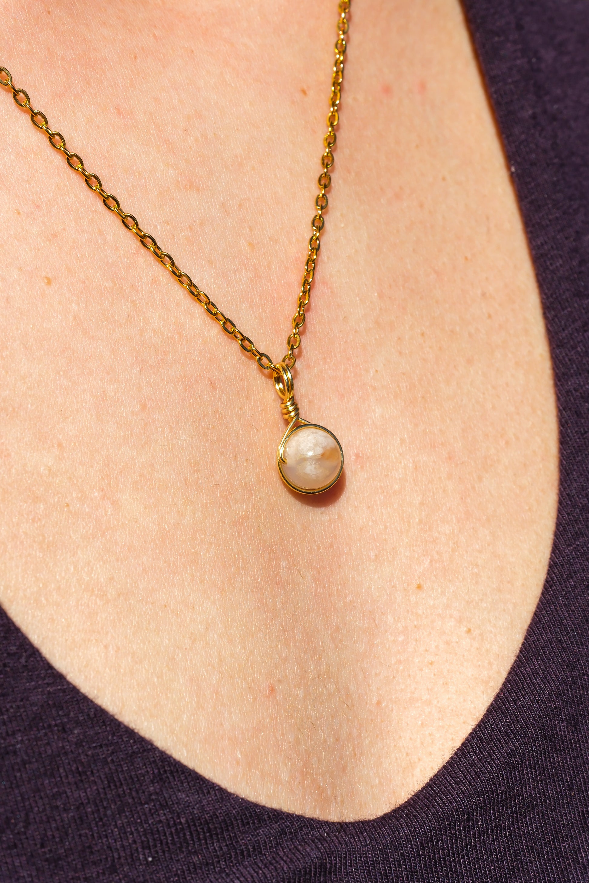 Flower Agate Prestige Necklace Gold