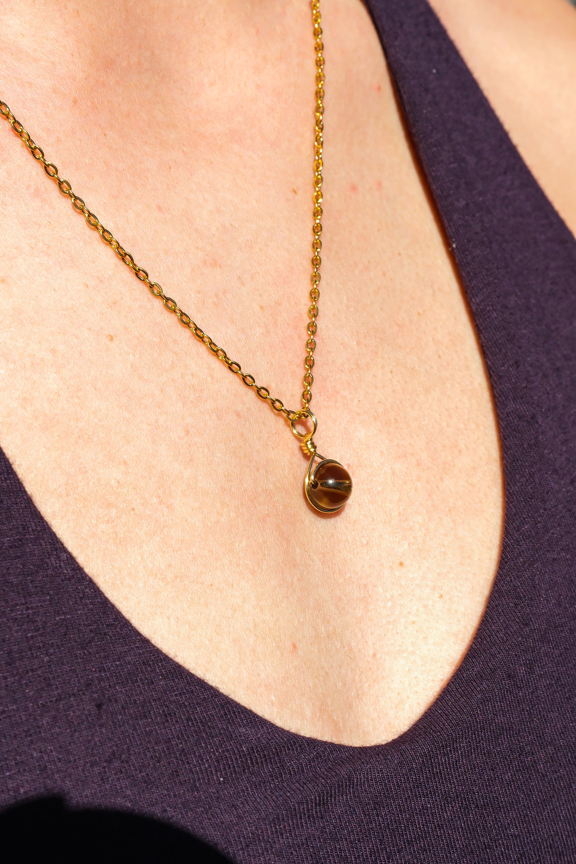 Smoky Quartz Prestige Necklace Gold