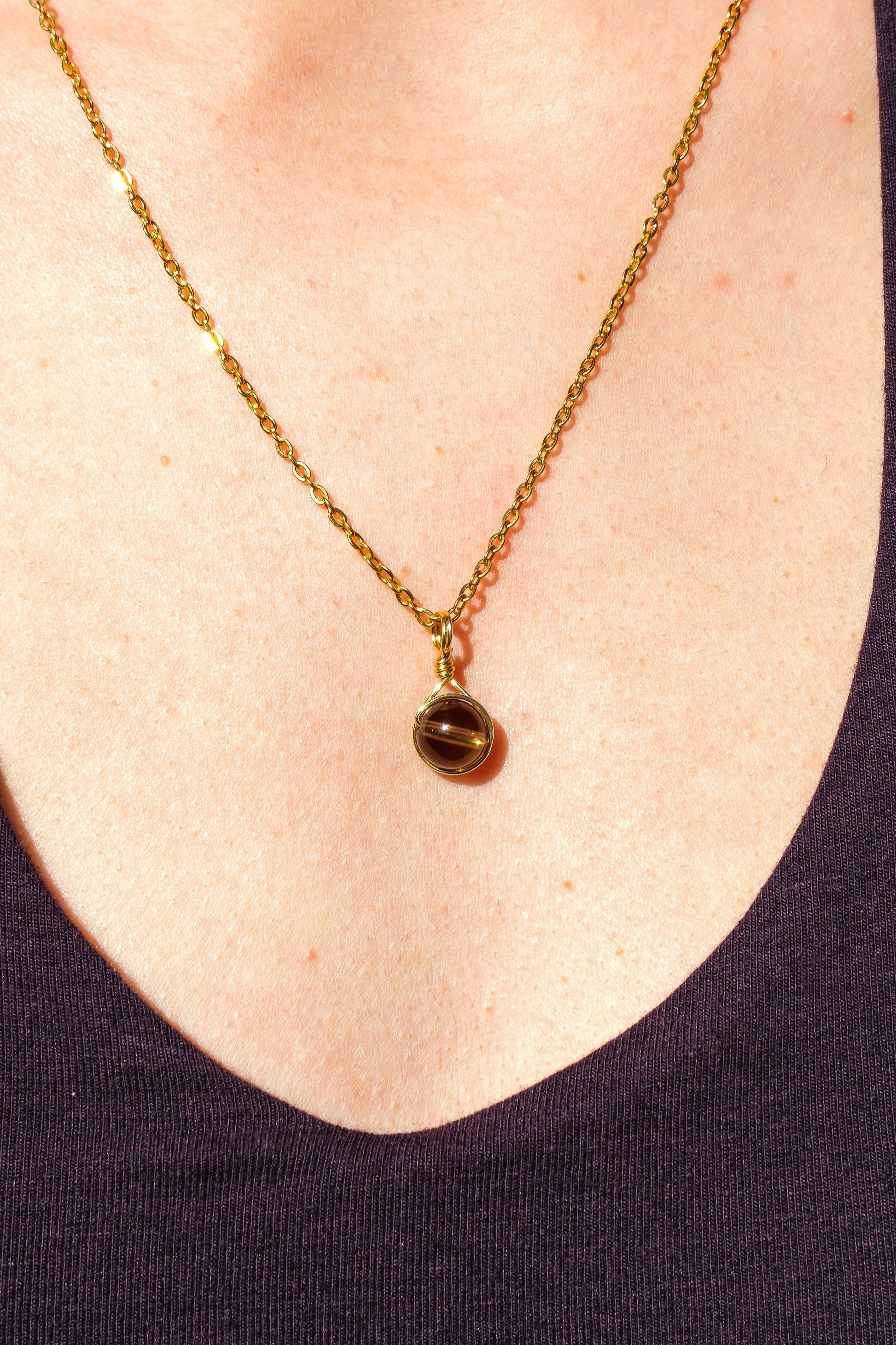 Smoky Quartz Prestige Necklace Gold