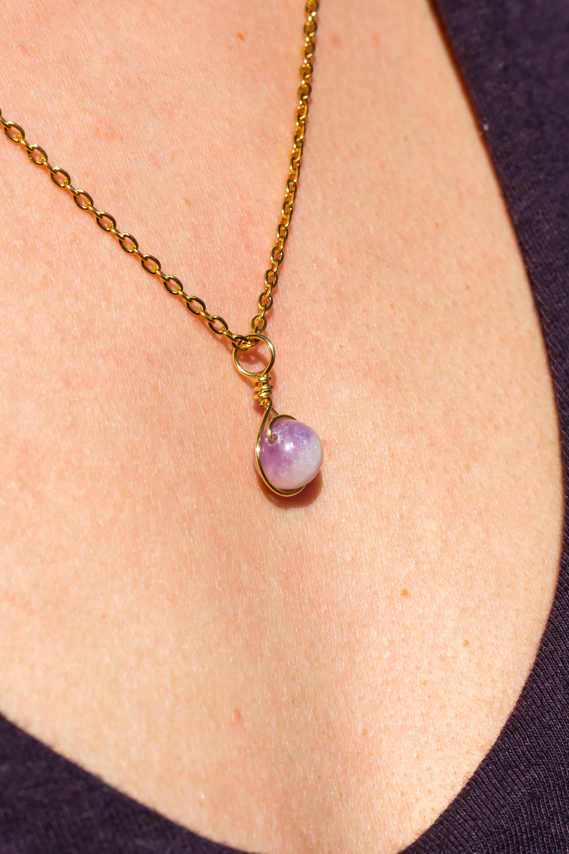 Lepidolite Prestige Necklace Gold
