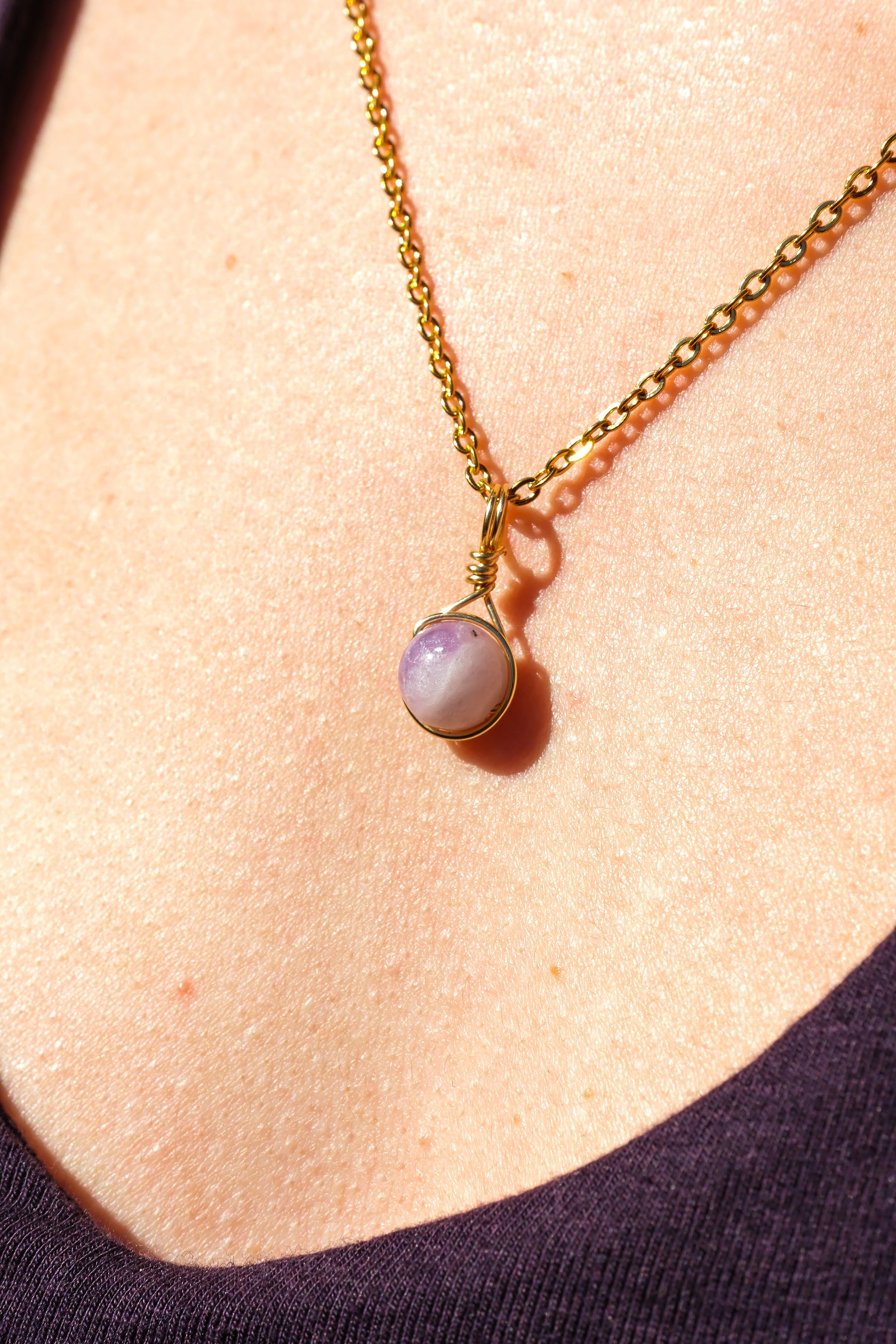 Lepidolite Prestige Necklace Gold