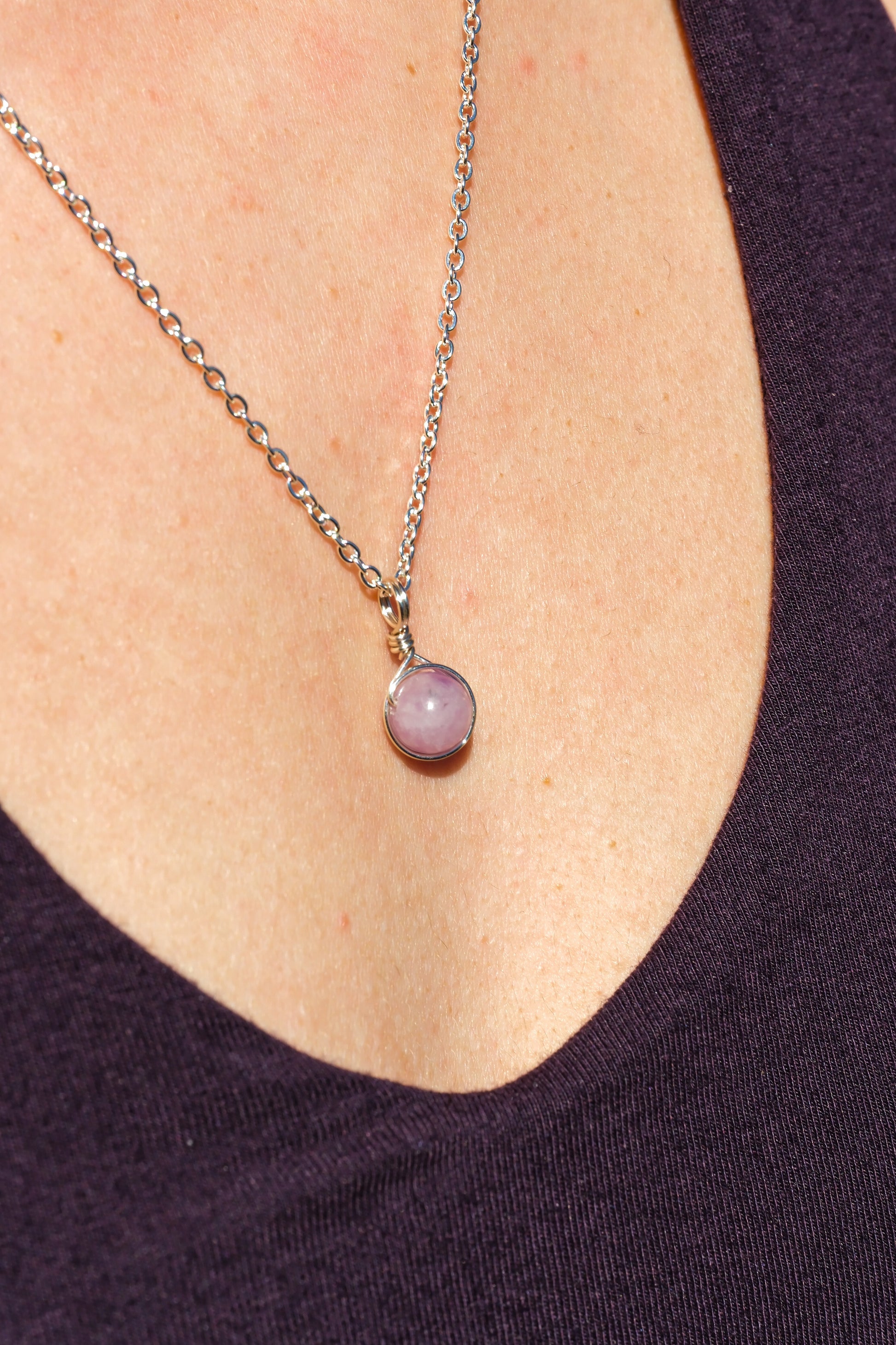 Lepidolite Prestige Necklace Silver