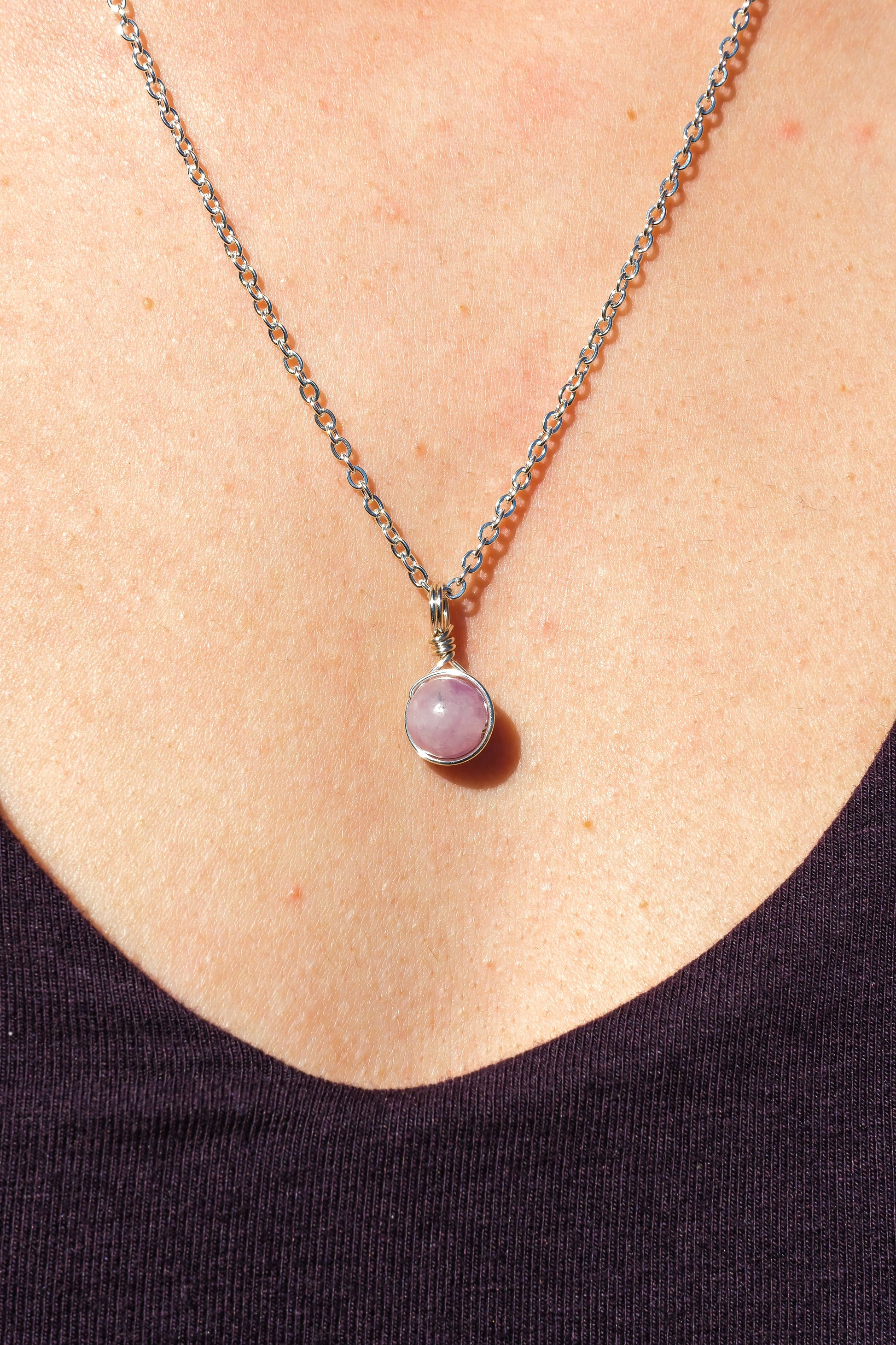 Lepidolite Prestige Necklace Silver